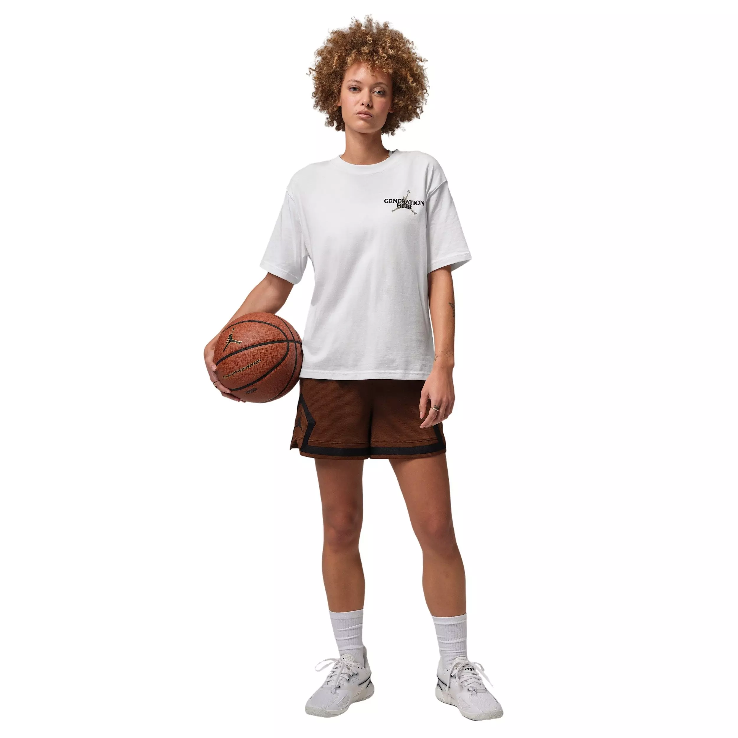 Jordan Women's Sport Dri-FIT Verbiage Graphic T-Shirt -White/Grey - WHITE/GREY