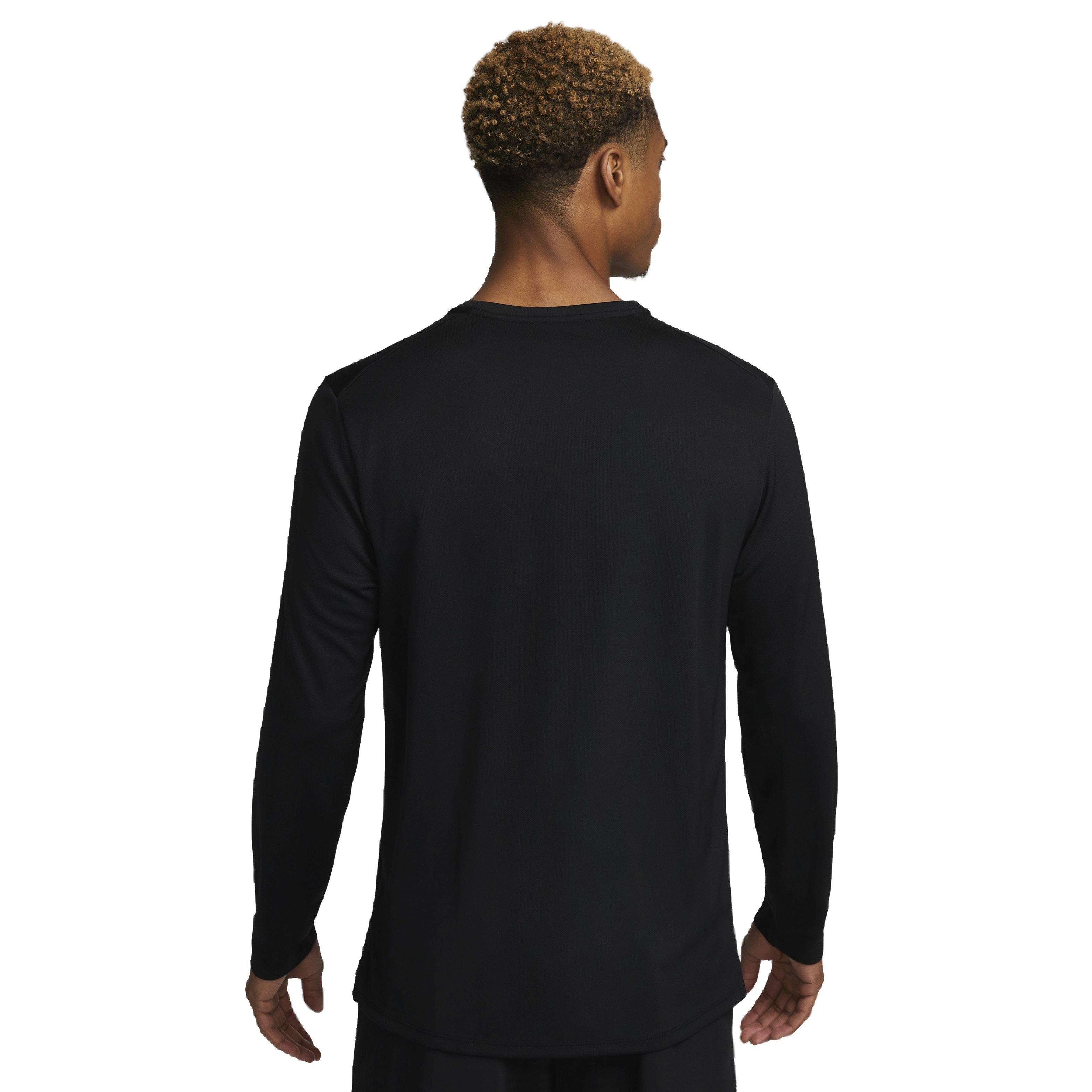 Nike Men's Dri-FIT UV Long Sleeve Miler Running Top - BLACK Thumbnail View 2