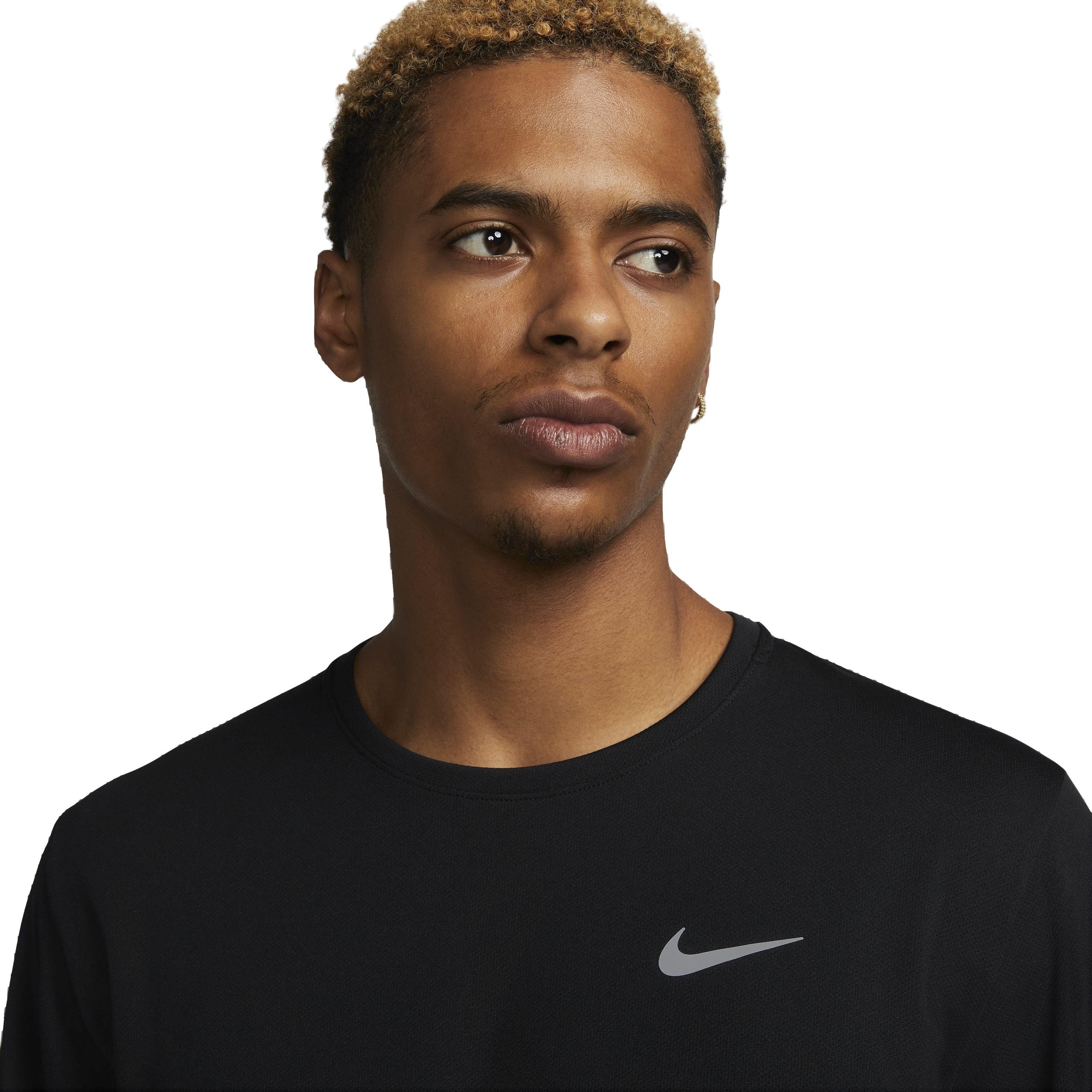Nike Men's Dri-FIT UV Long Sleeve Miler Running Top - BLACK Thumbnail View 3