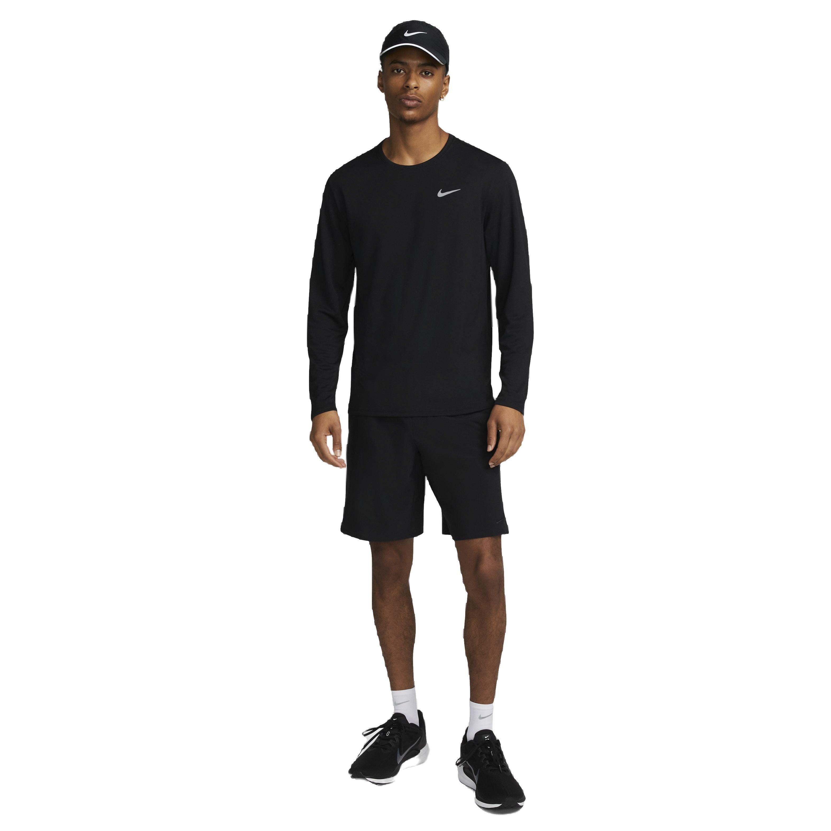 Nike Men's Dri-FIT UV Long Sleeve Miler Running Top - BLACK Thumbnail View 5