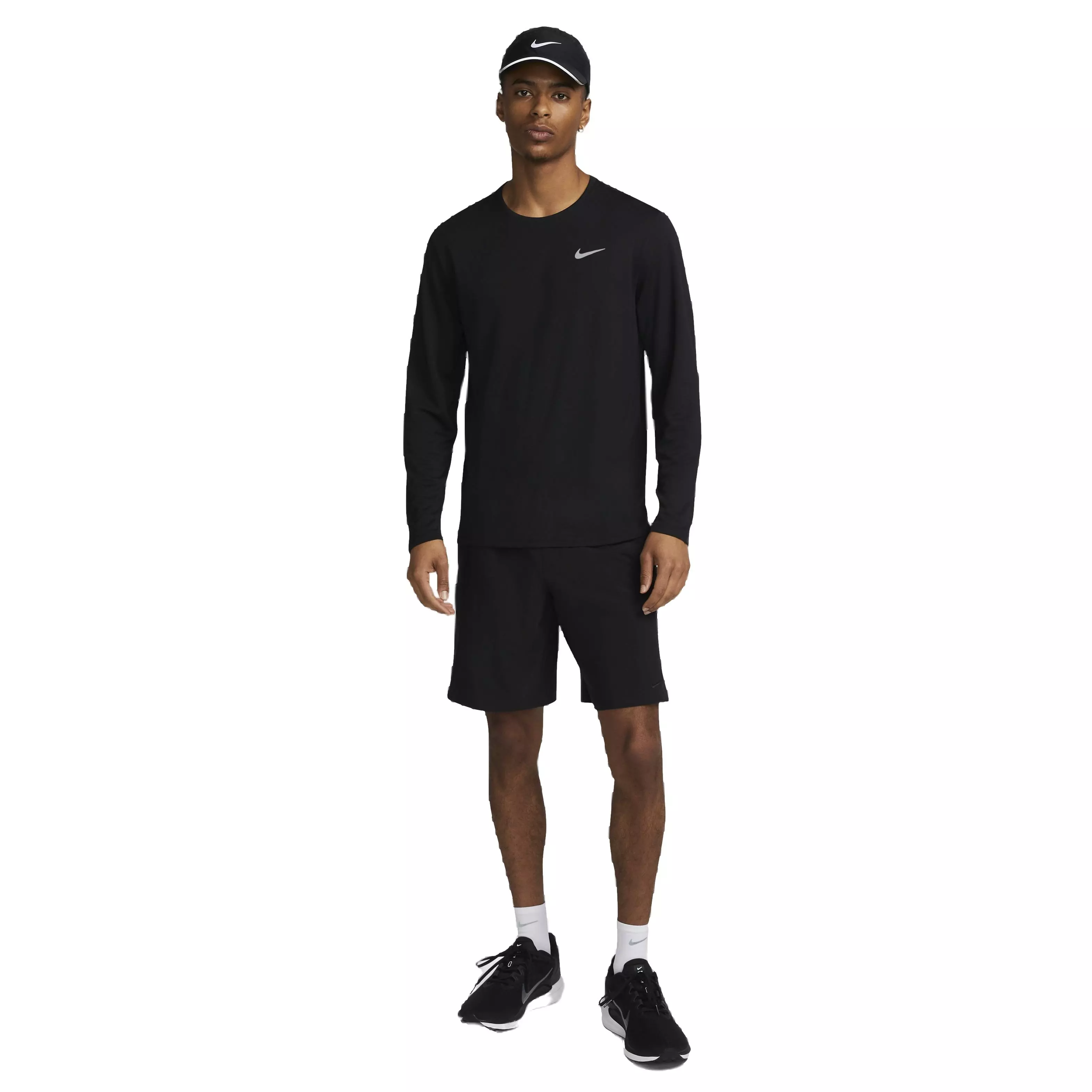 Nike Men's Dri-FIT UV Long Sleeve Miler Running Top - BLACK