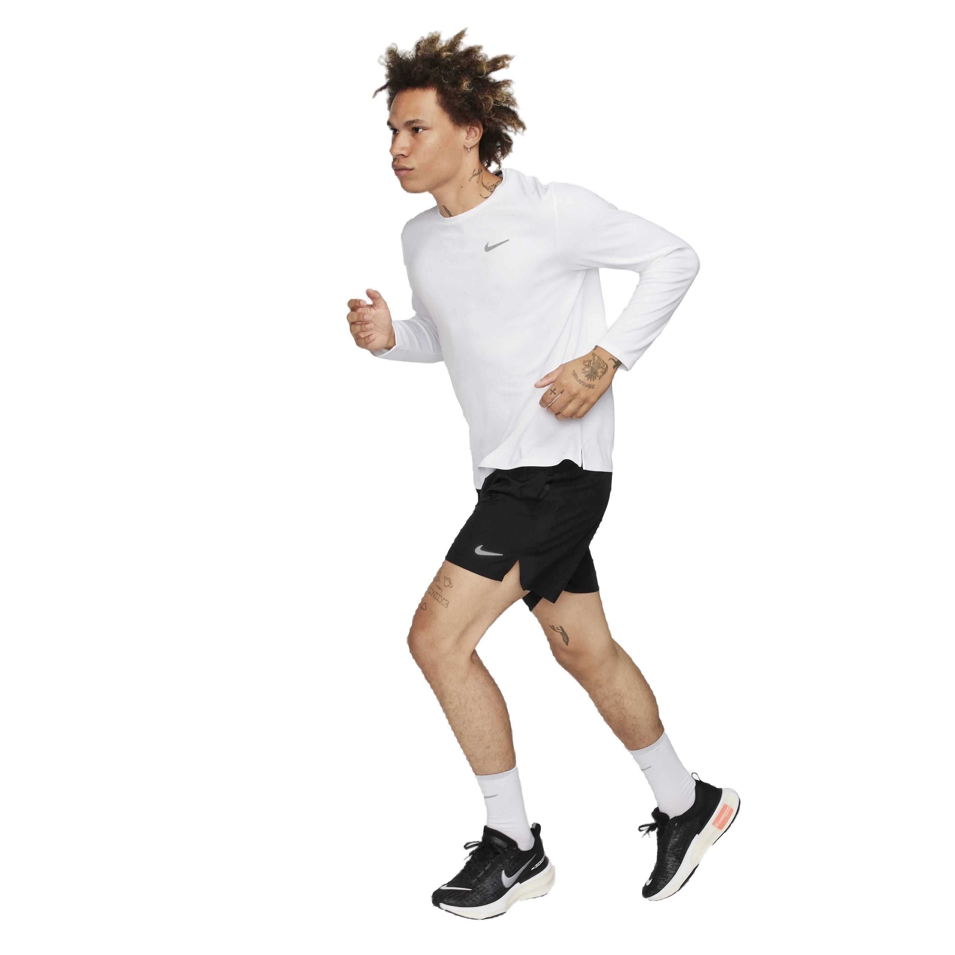 Nike Men's Dri-FIT UV Long Sleeve Miler Running Top - WHITE Thumbnail View 4