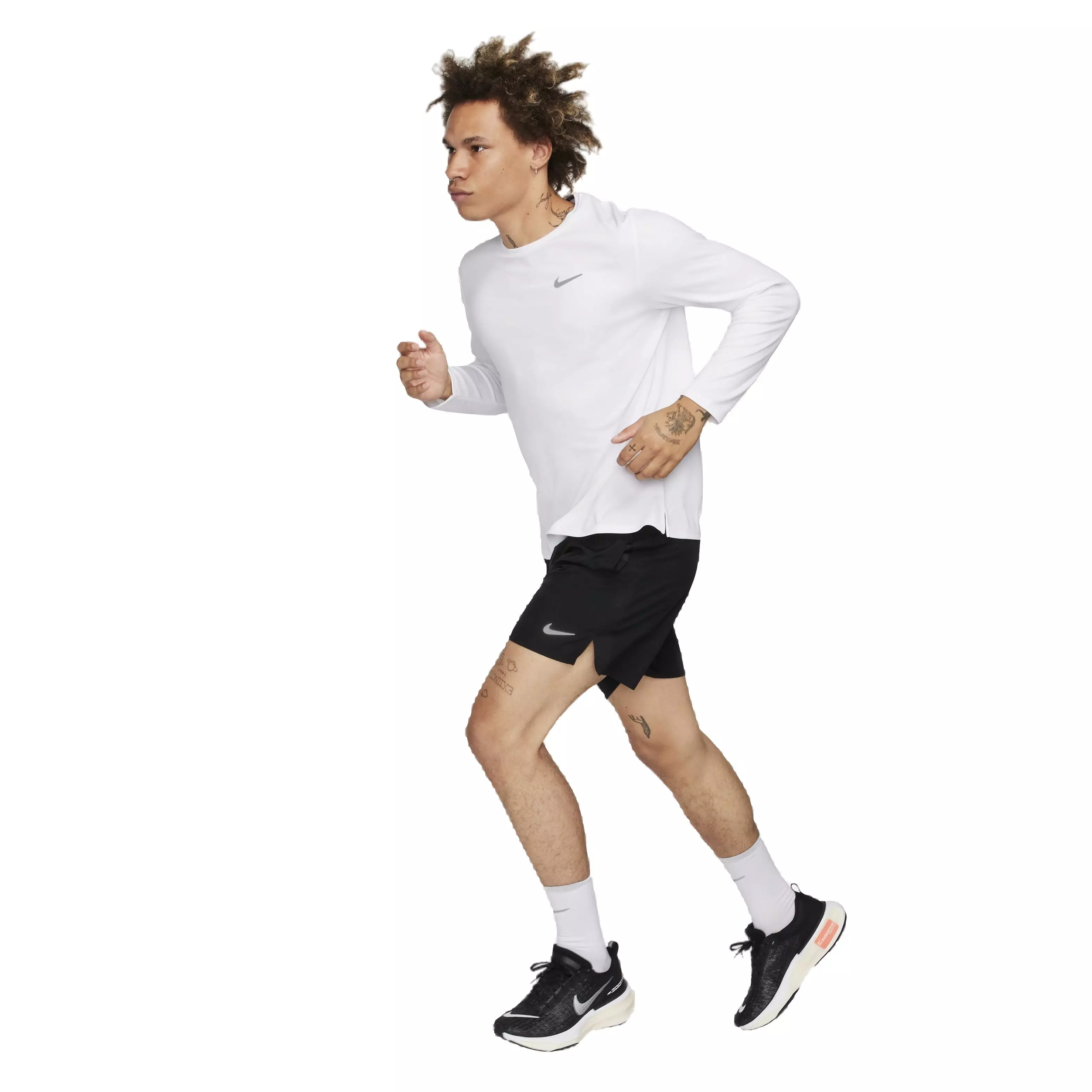 Nike Men's Dri-FIT UV Long Sleeve Miler Running Top - WHITE