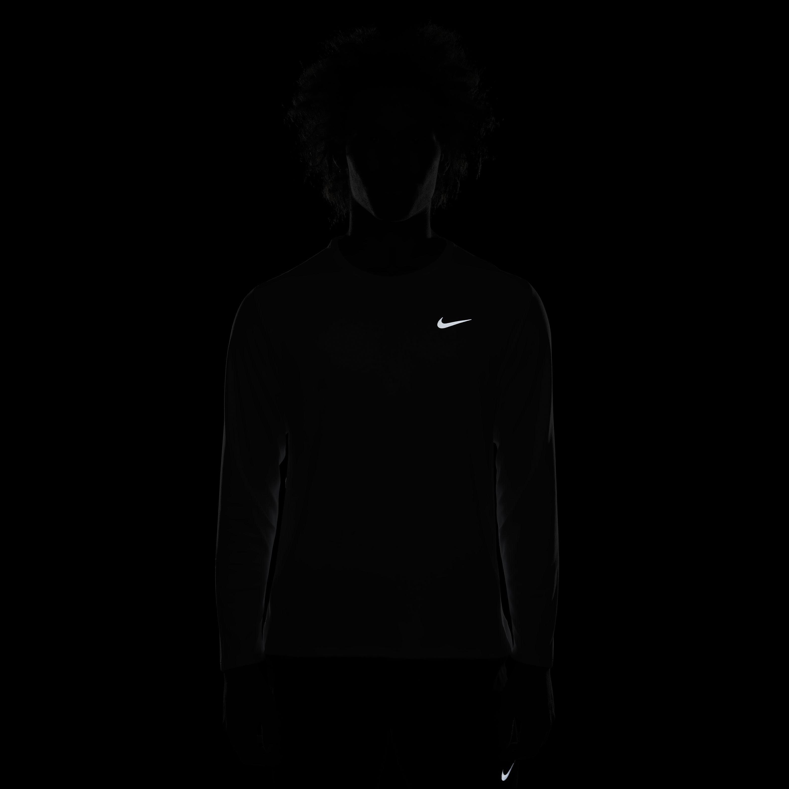 Nike Men's Dri-FIT UV Long Sleeve Miler Running Top - WHITE Thumbnail View 5