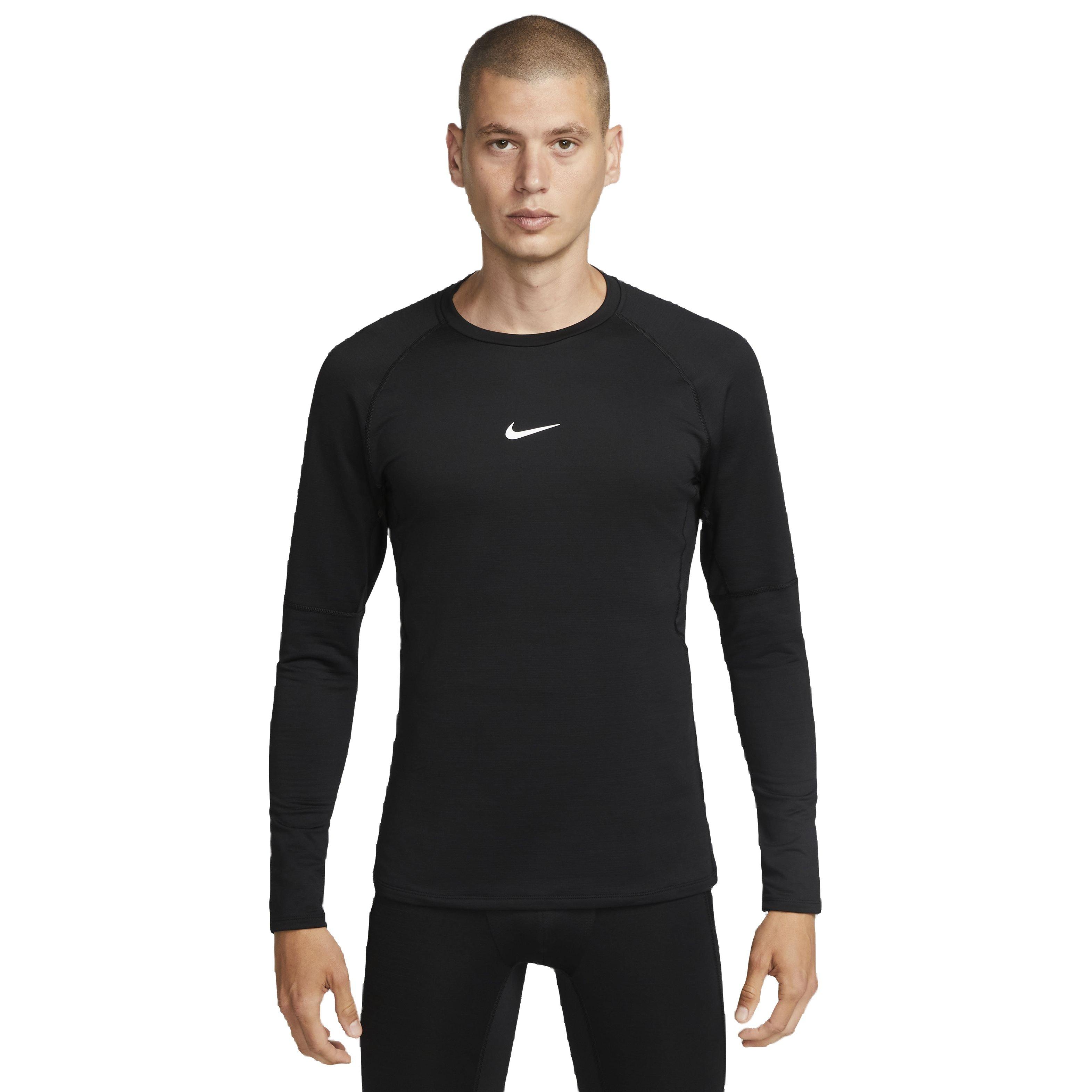 Nike Men's Pro Warm Crewneck Long Sleeve Top - BLACK Thumbnail View 1