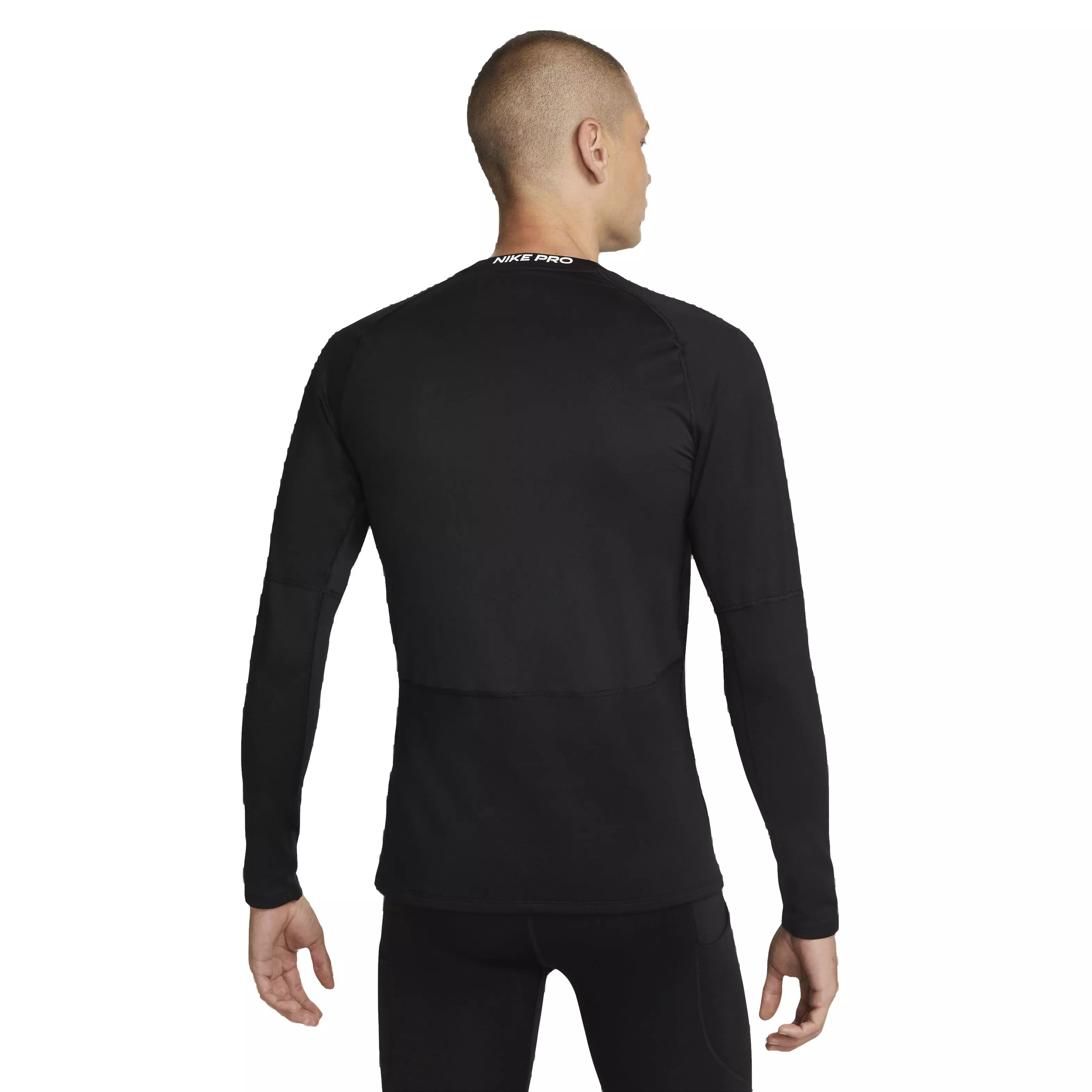 Nike Men's Pro Warm Crewneck Long Sleeve Top - BLACK