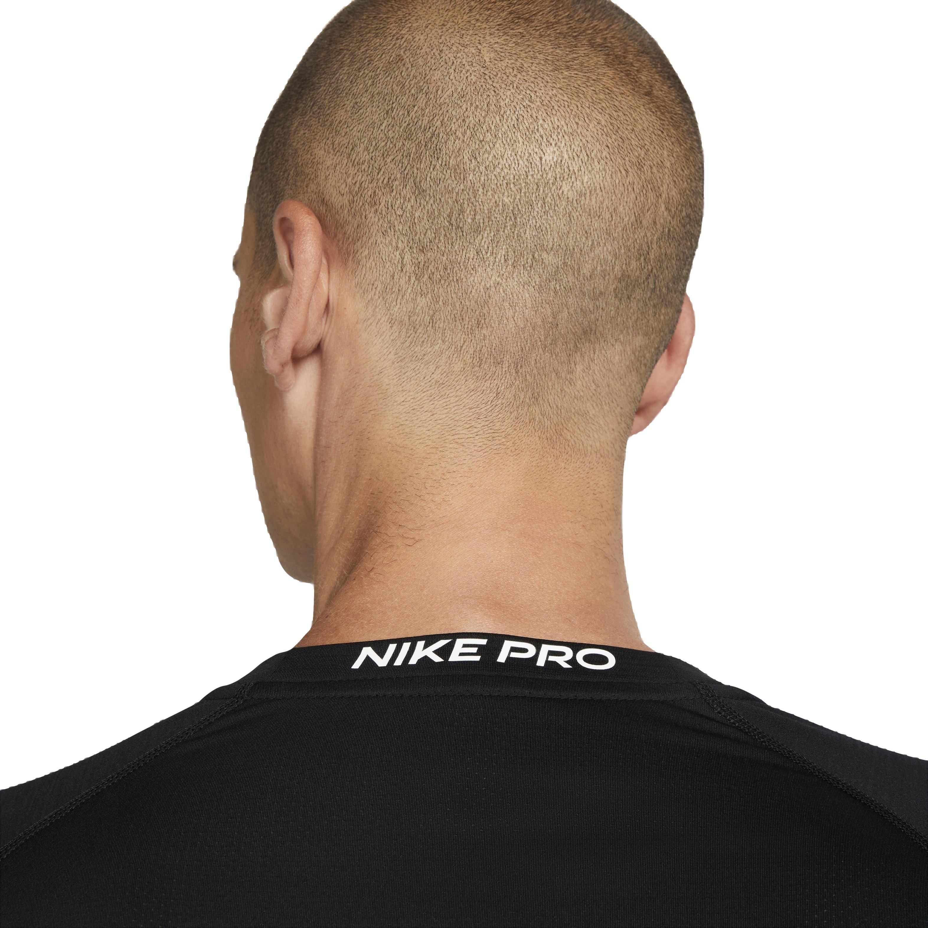 Nike Men's Pro Warm Crewneck Long Sleeve Top - BLACK Thumbnail View 4