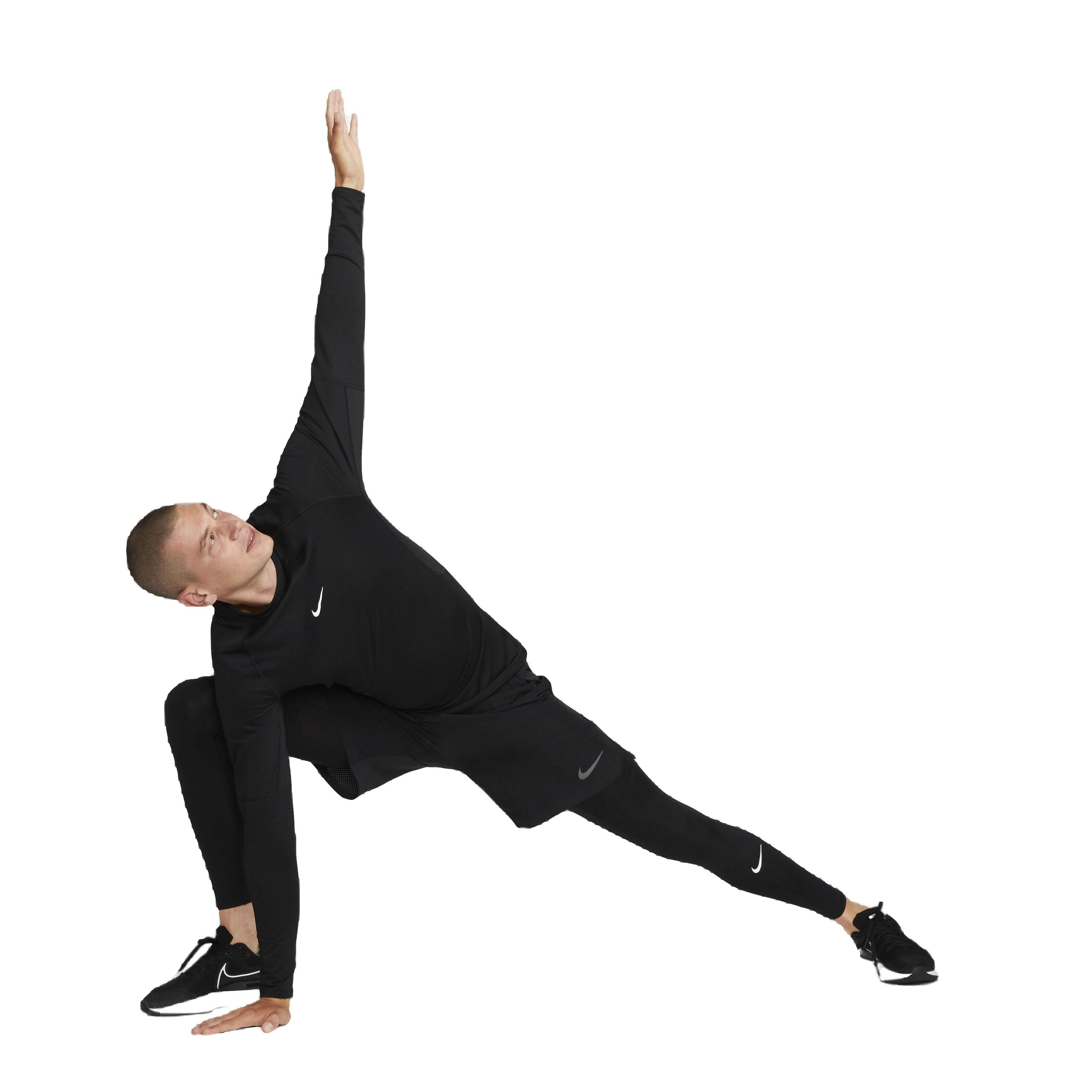 Nike Men's Pro Warm Crewneck Long Sleeve Top - BLACK Thumbnail View 5