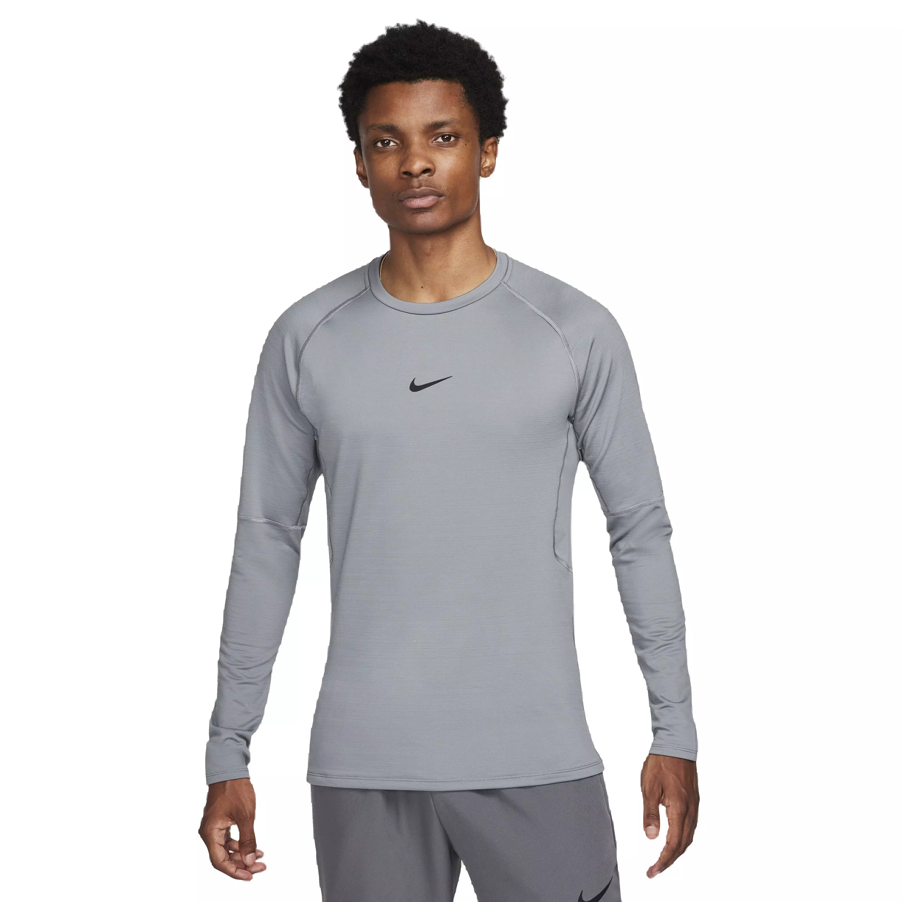Nike Men's Pro Warm Crewneck Long Sleeve Top - GREY