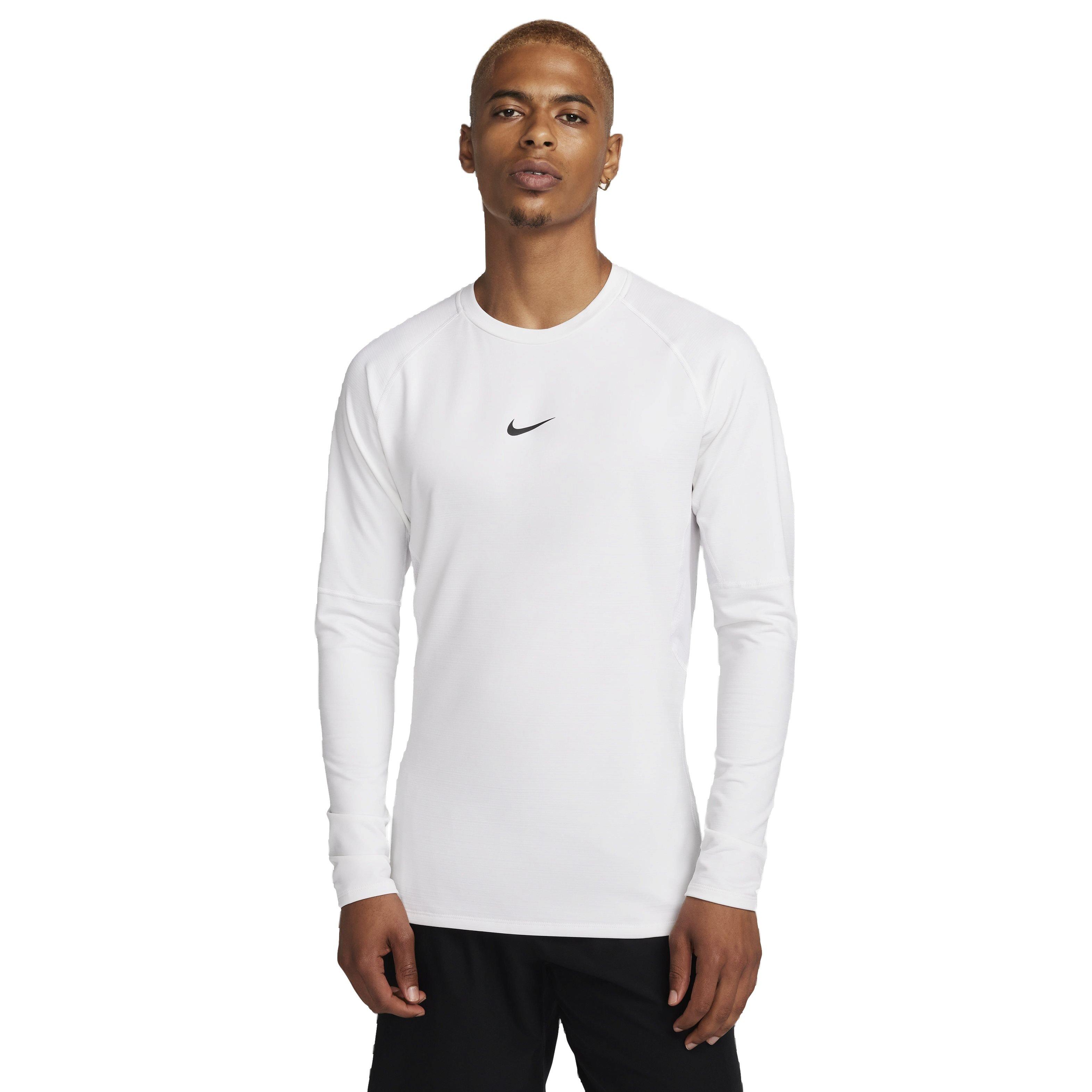 Nike Men's Pro Warm Crewneck Long Sleeve Top - WHITE Thumbnail View 1