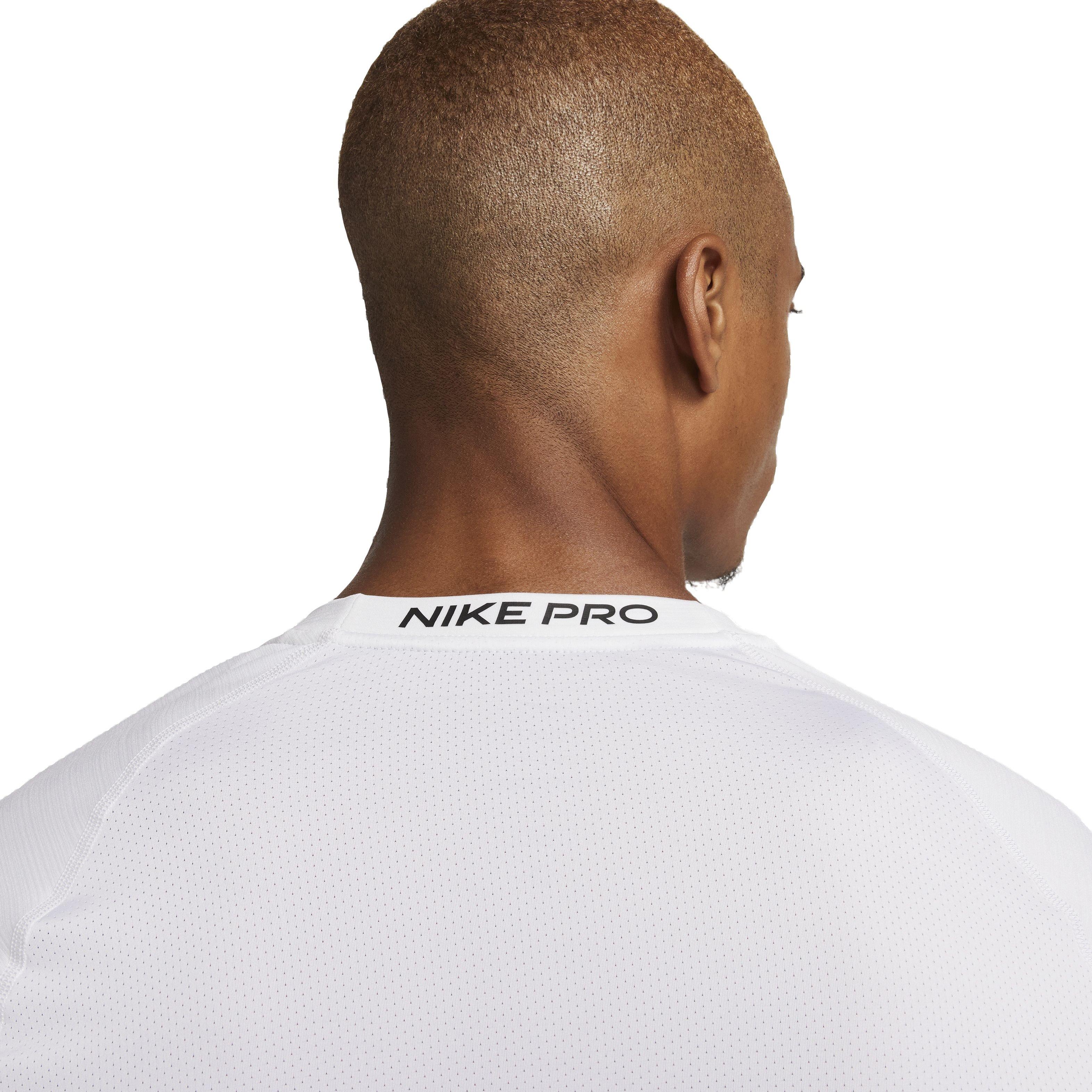 Nike Men's Pro Warm Crewneck Long Sleeve Top - WHITE Thumbnail View 4