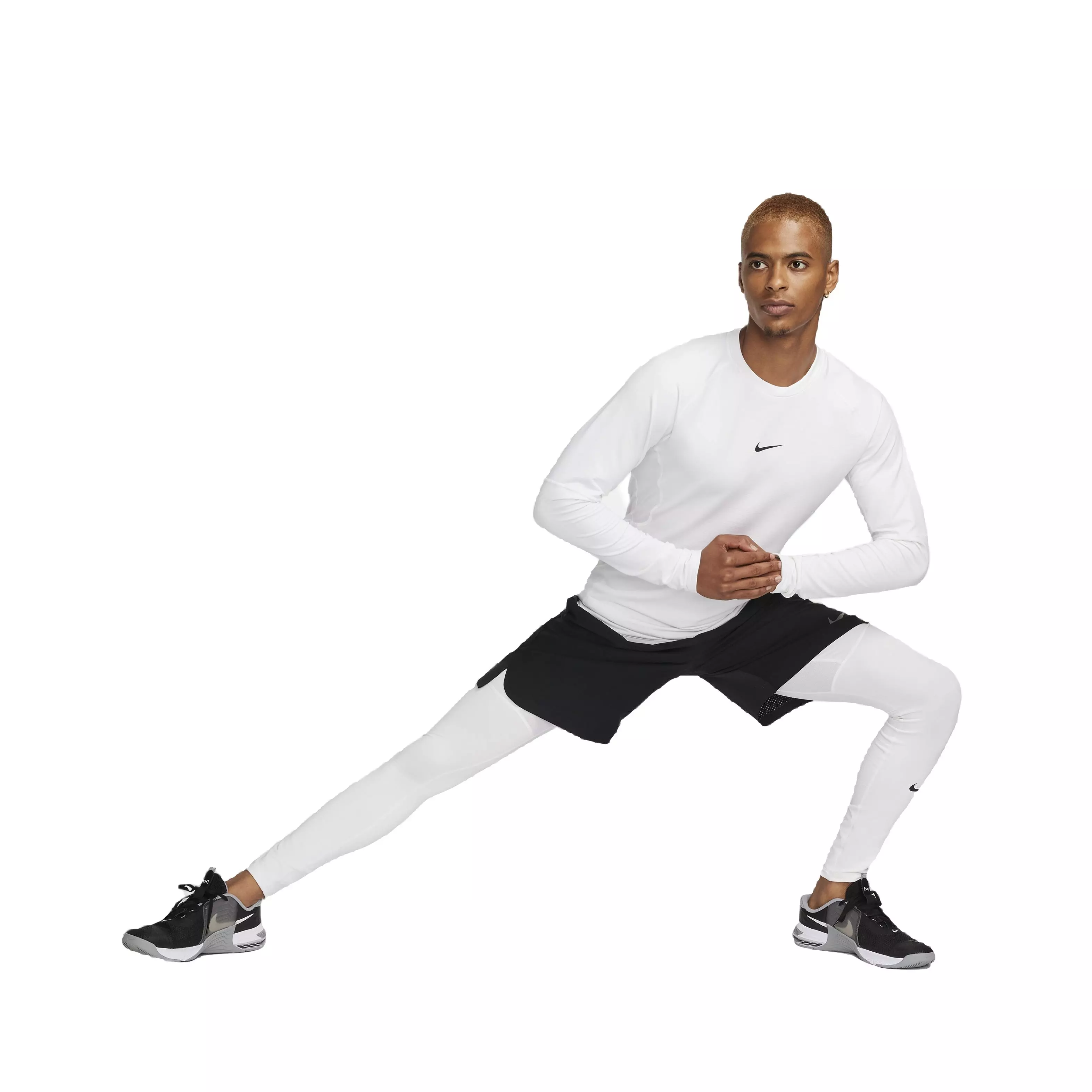 Nike Men's Pro Warm Crewneck Long Sleeve Top - WHITE