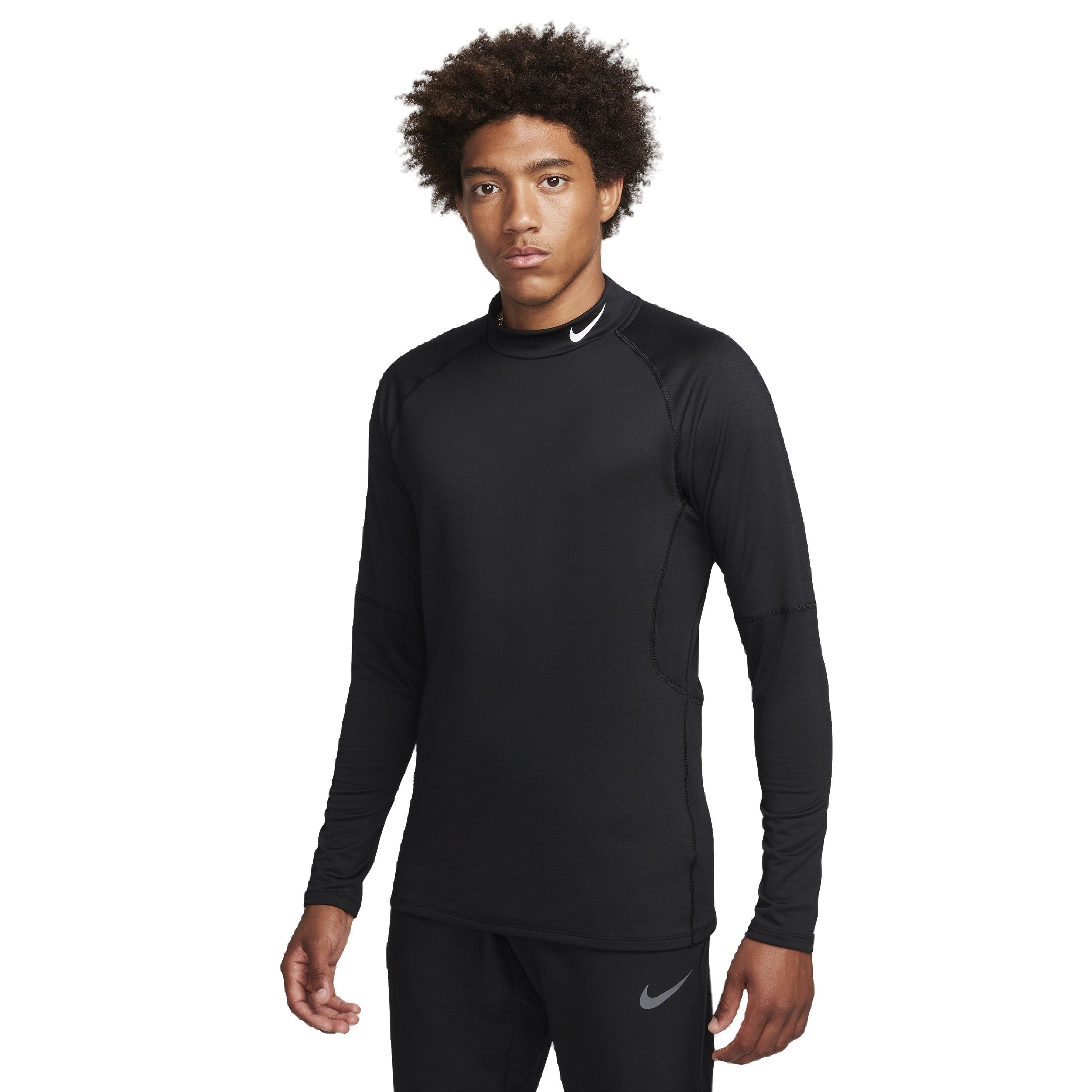 Nike Men's Pro Dri-FIT Warm Long Sleeve Fitness Mock Top - BLACK