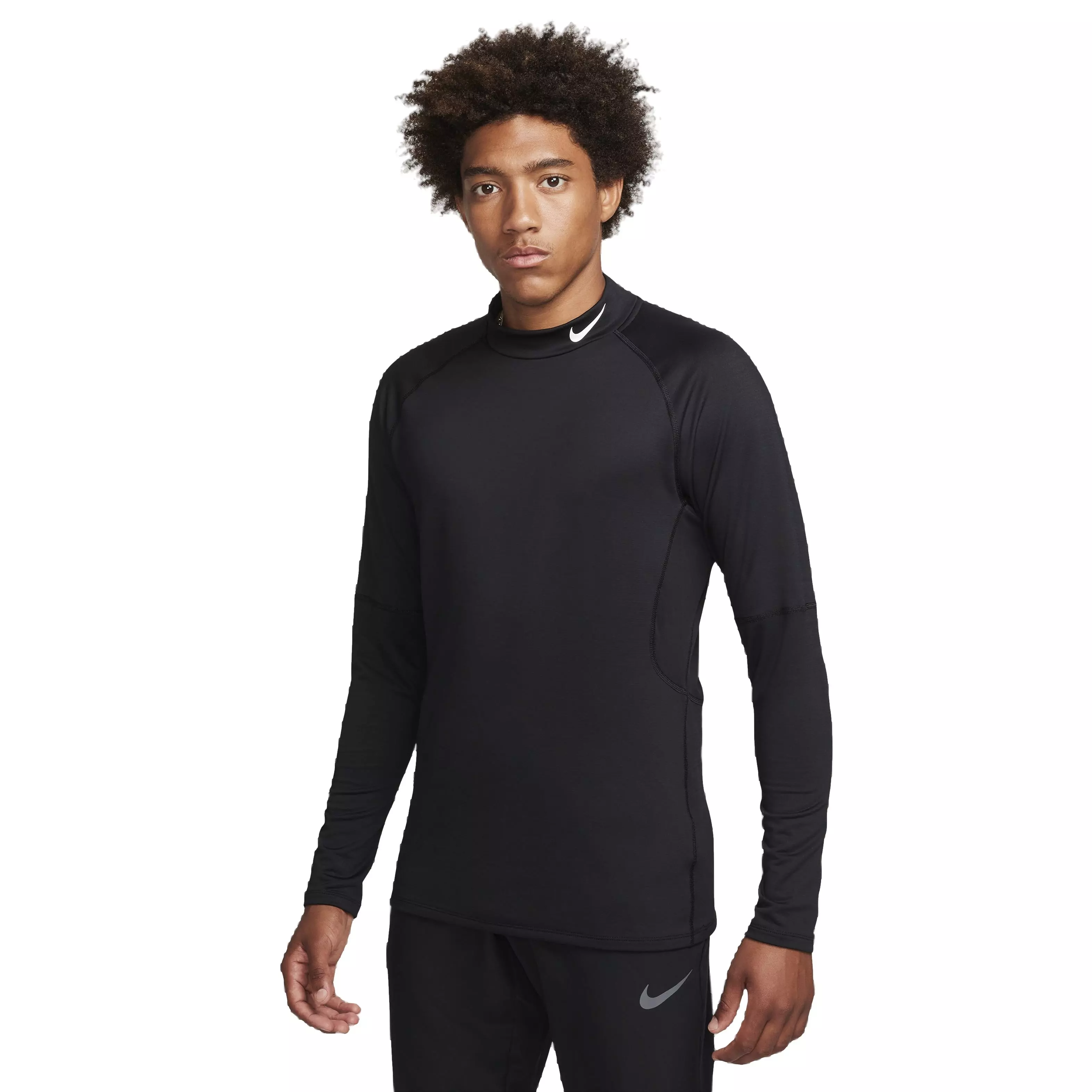 Nike Men's Pro Dri-FIT Warm Long Sleeve Fitness Mock Top - BLACK