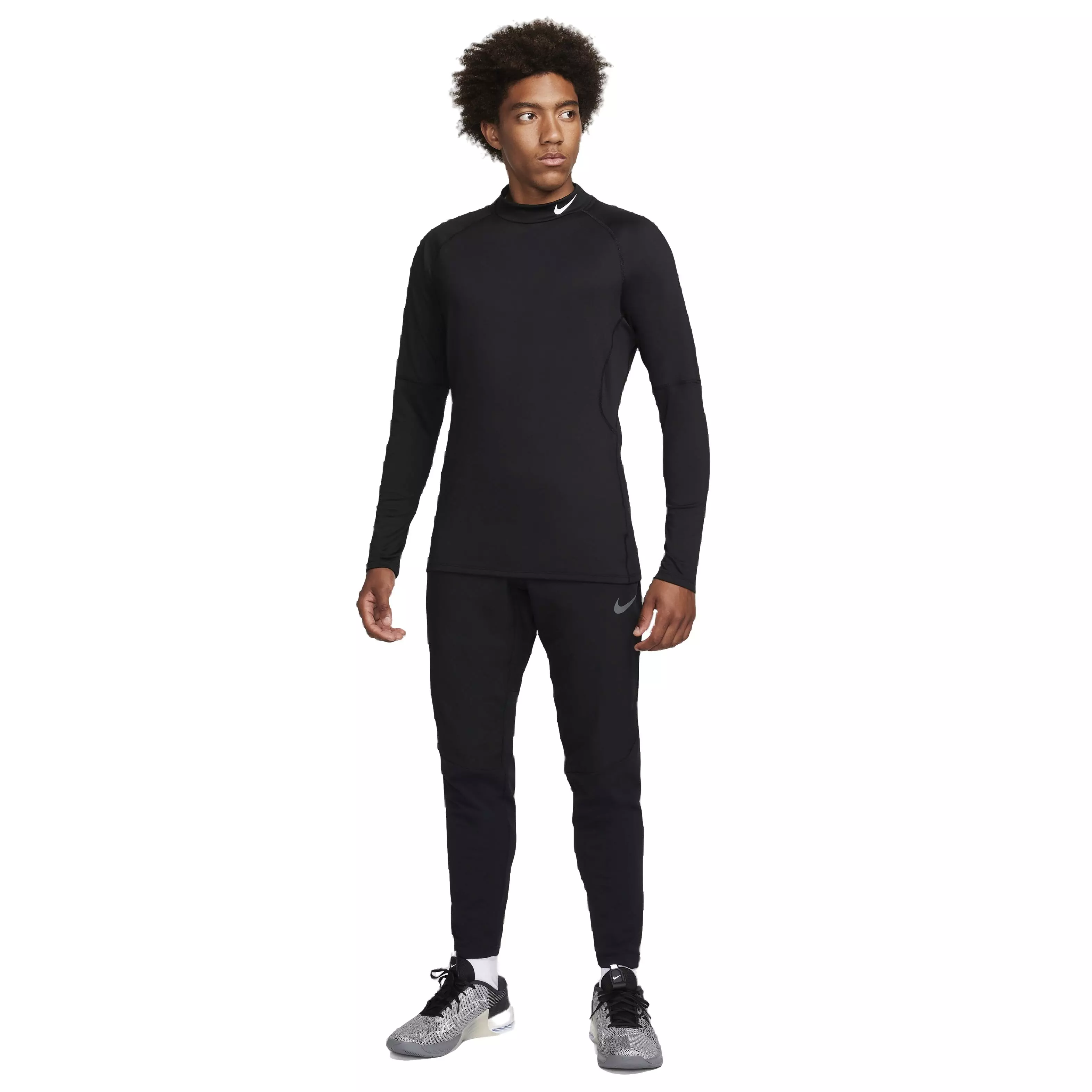 Nike Men's Pro Dri-FIT Warm Long Sleeve Fitness Mock Top - BLACK
