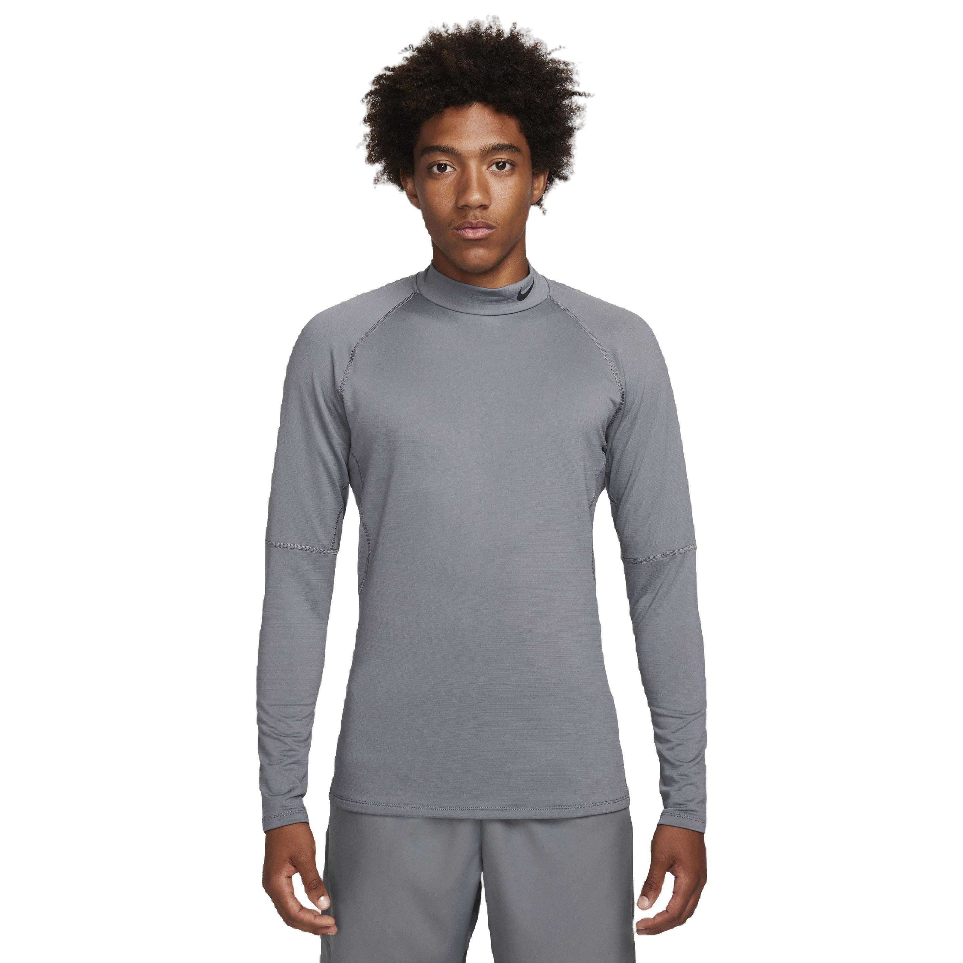 Nike Men's Pro Dri-FIT Warm Long Sleeve Fitness Mock Top - GREY Thumbnail View 1