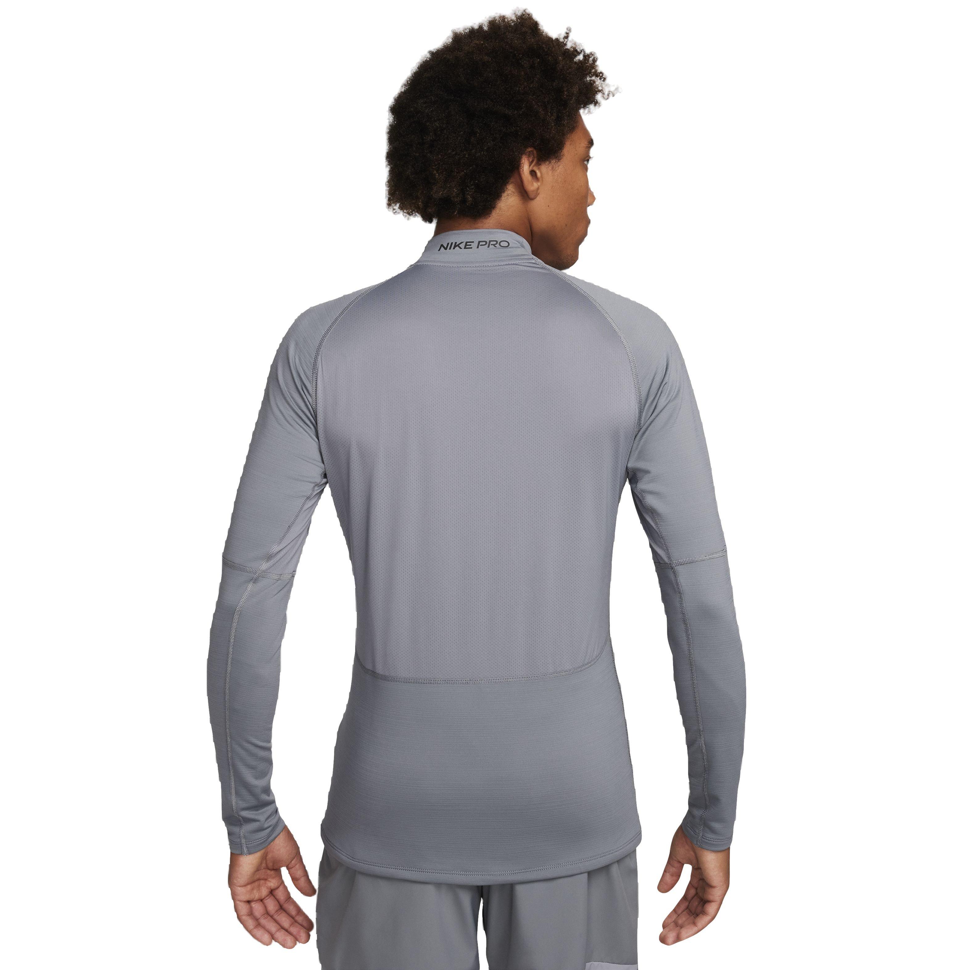 Nike Men's Pro Dri-FIT Warm Long Sleeve Fitness Mock Top - GREY Thumbnail View 2