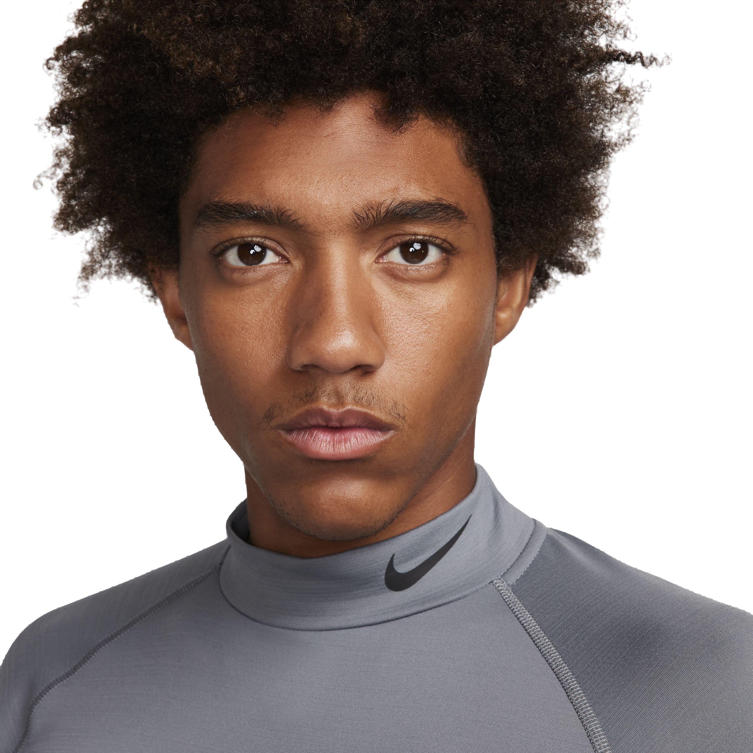 Nike Men's Pro Dri-FIT Warm Long Sleeve Fitness Mock Top - GREY Thumbnail View 3