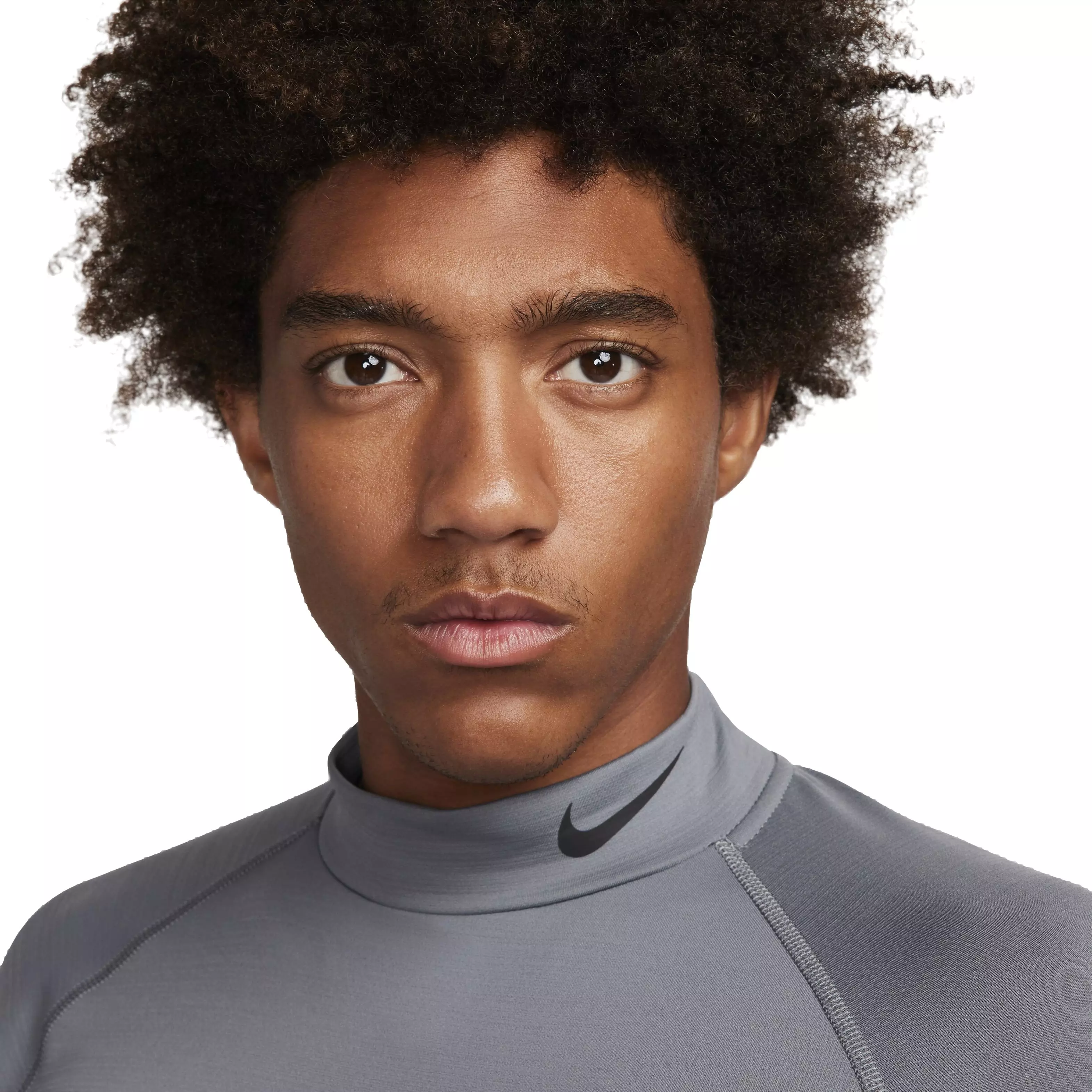 Nike Men's Pro Dri-FIT Warm Long Sleeve Fitness Mock Top - GREY