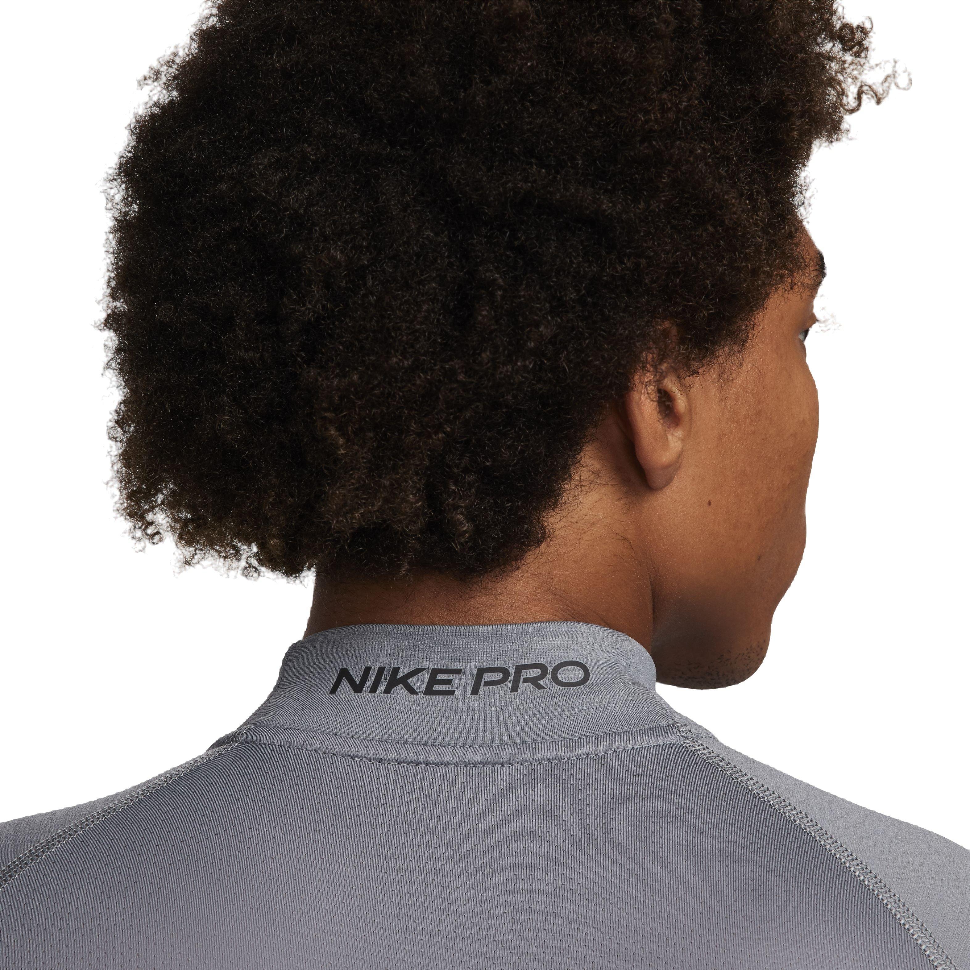 Nike Men's Pro Dri-FIT Warm Long Sleeve Fitness Mock Top - GREY Thumbnail View 4