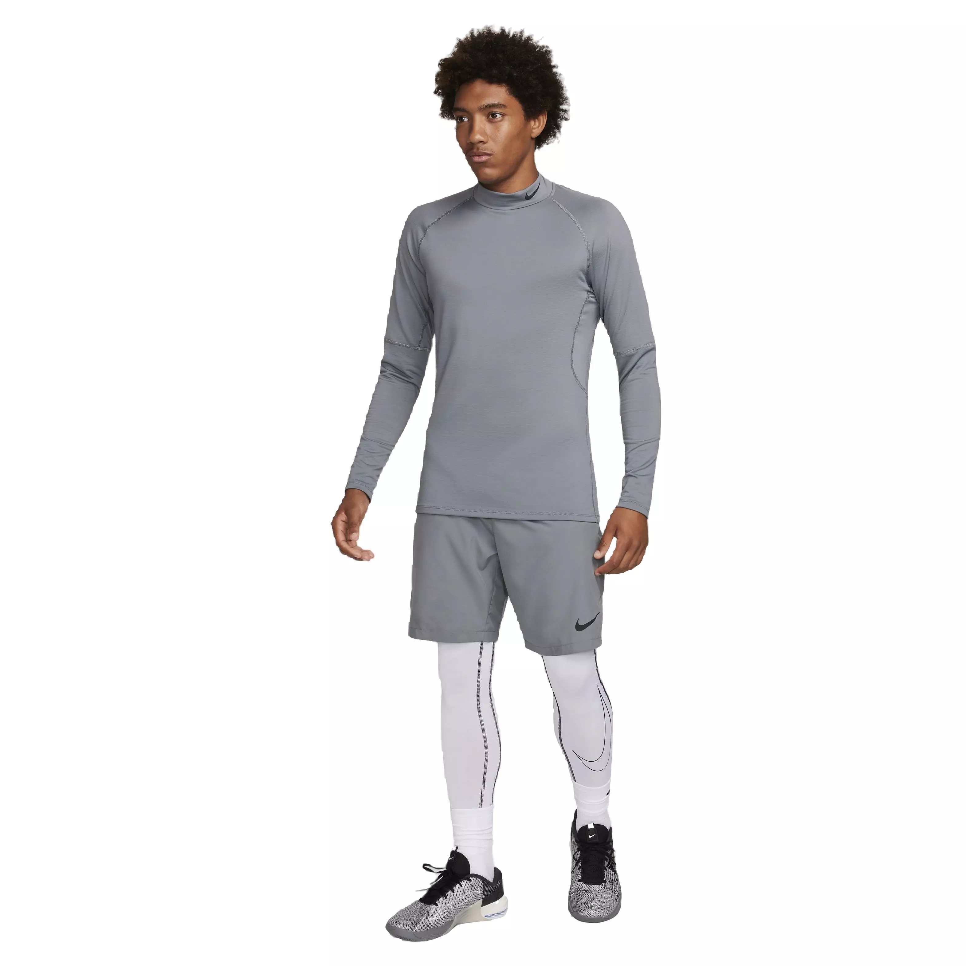 Nike Men's Pro Dri-FIT Warm Long Sleeve Fitness Mock Top - GREY