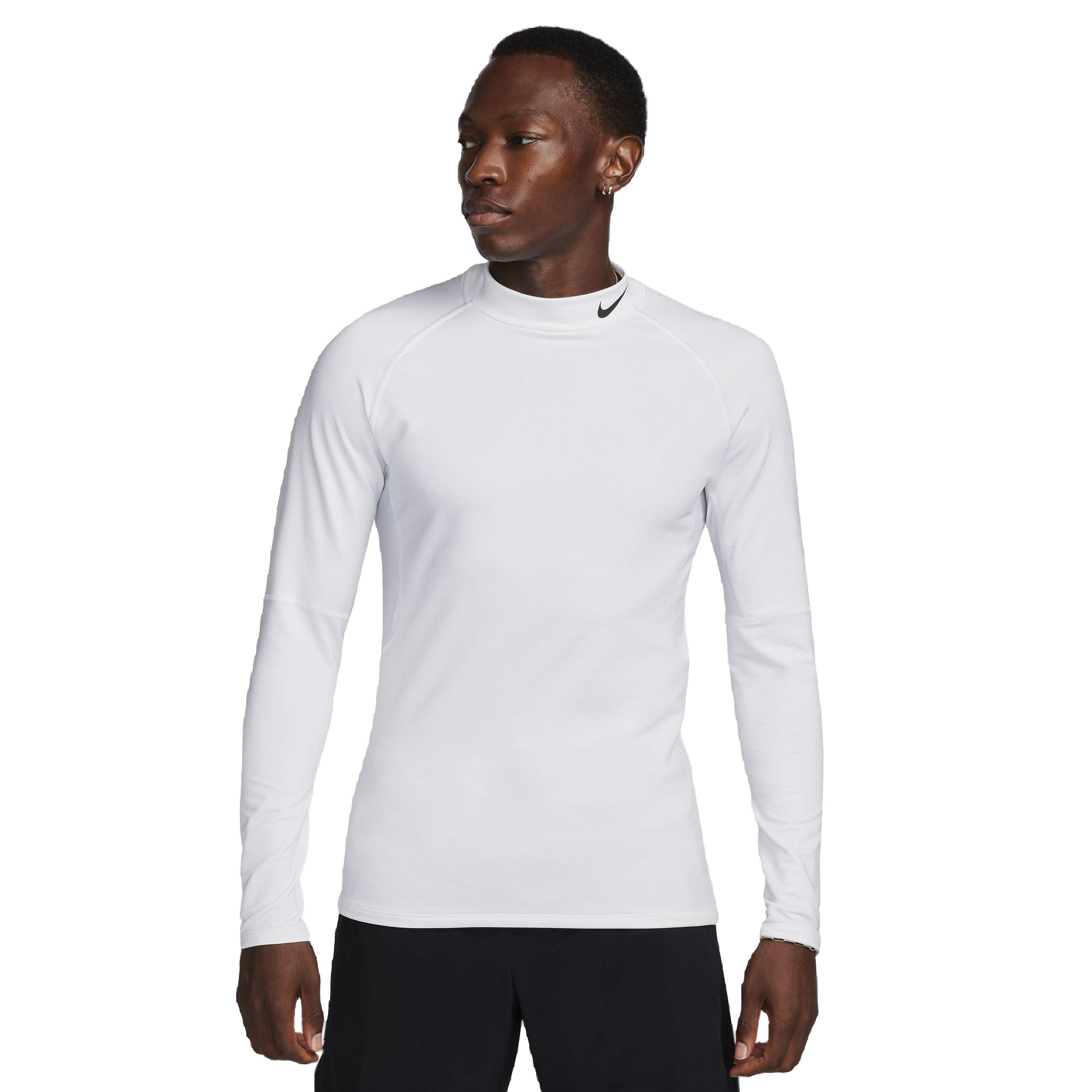 Nike Men's Pro Dri-FIT Warm Long Sleeve Fitness Mock Top - WHITE Thumbnail View 1