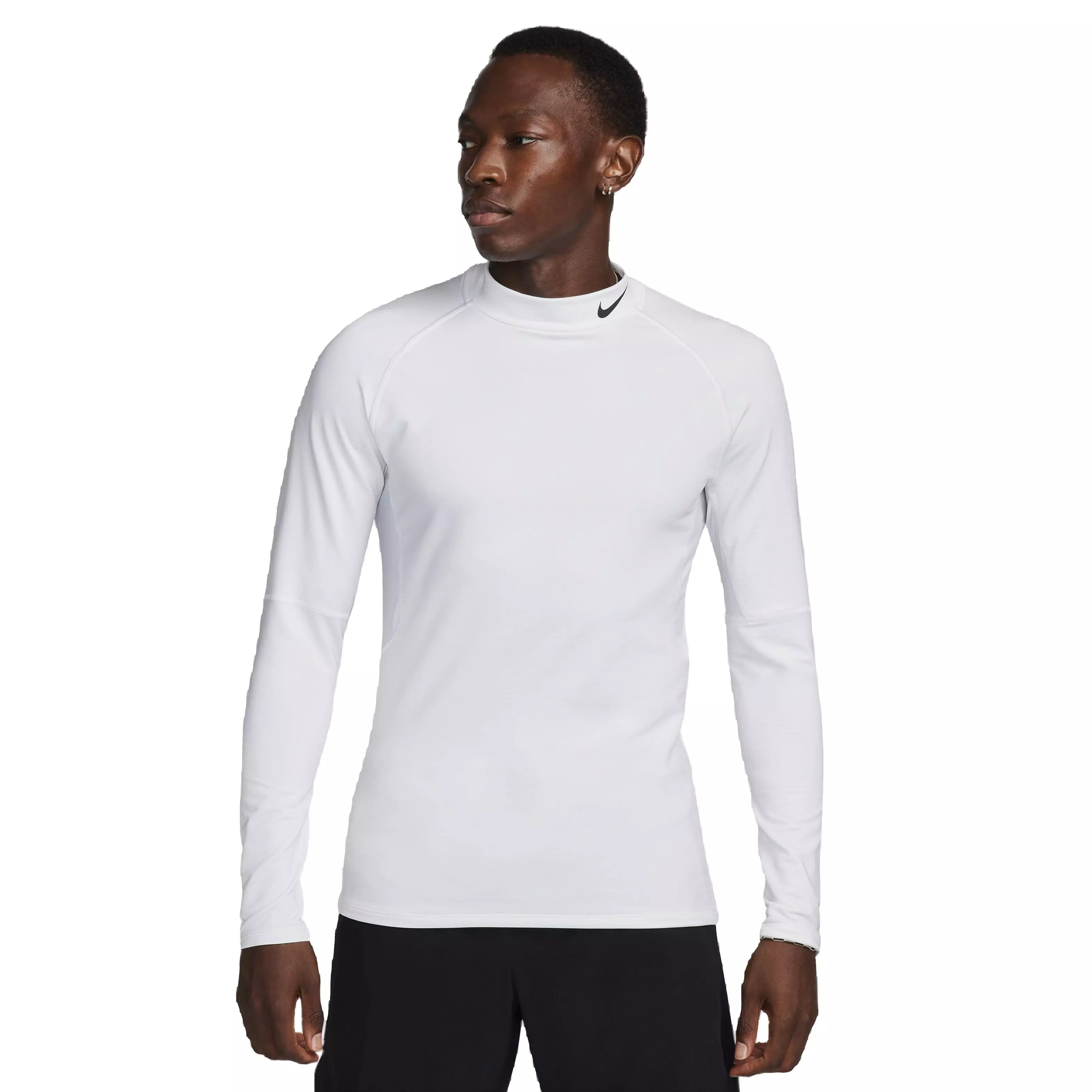 Nike Men's Pro Dri-FIT Warm Long Sleeve Fitness Mock Top - WHITE