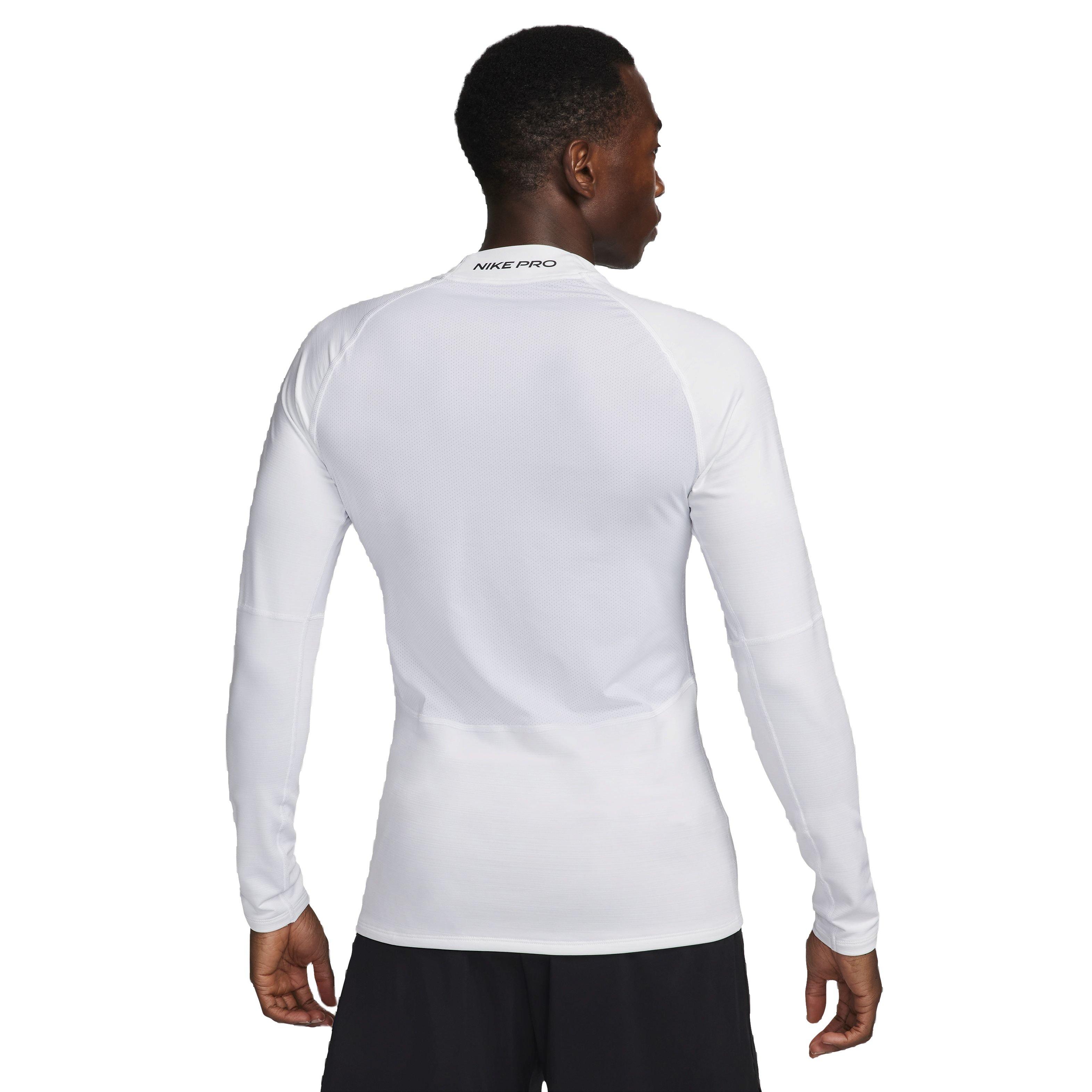 Nike Men's Pro Dri-FIT Warm Long Sleeve Fitness Mock Top - WHITE Thumbnail View 2