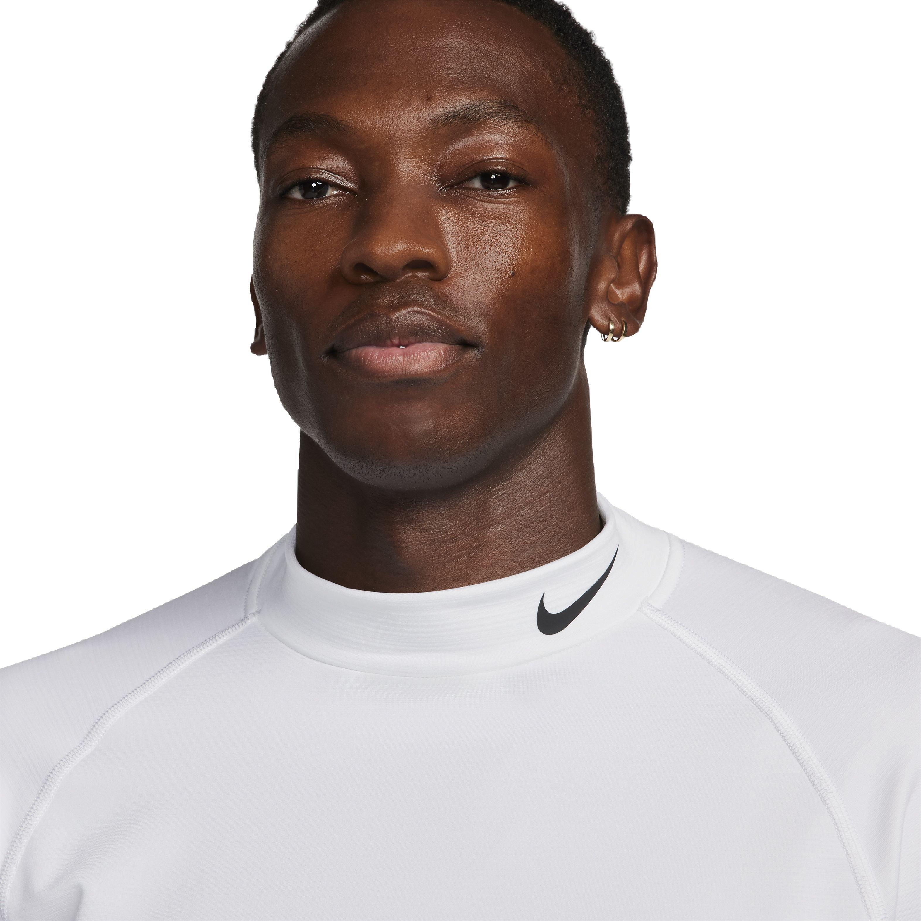 Nike Men's Pro Dri-FIT Warm Long Sleeve Fitness Mock Top - WHITE Thumbnail View 3