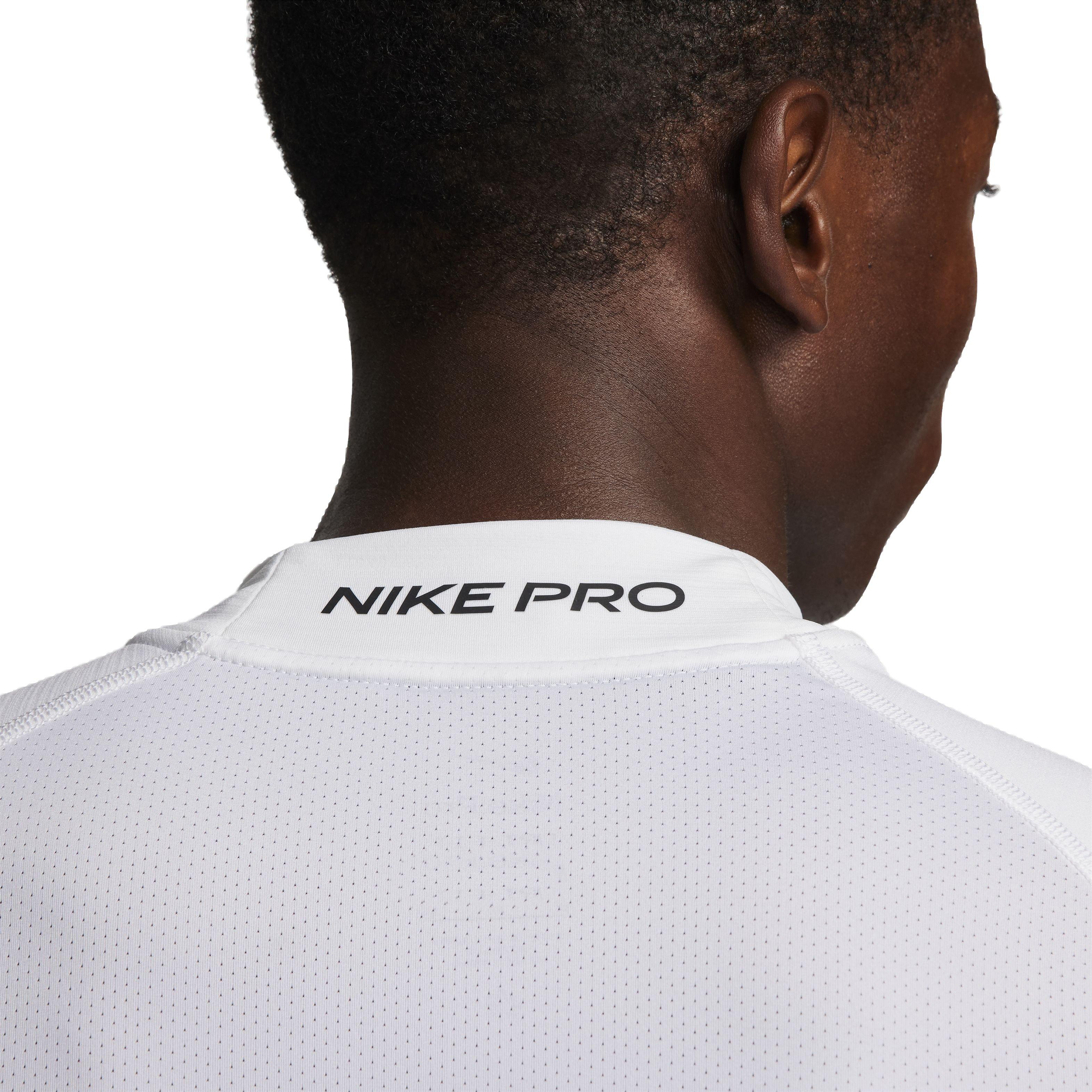Nike Men's Pro Dri-FIT Warm Long Sleeve Fitness Mock Top - WHITE Thumbnail View 4
