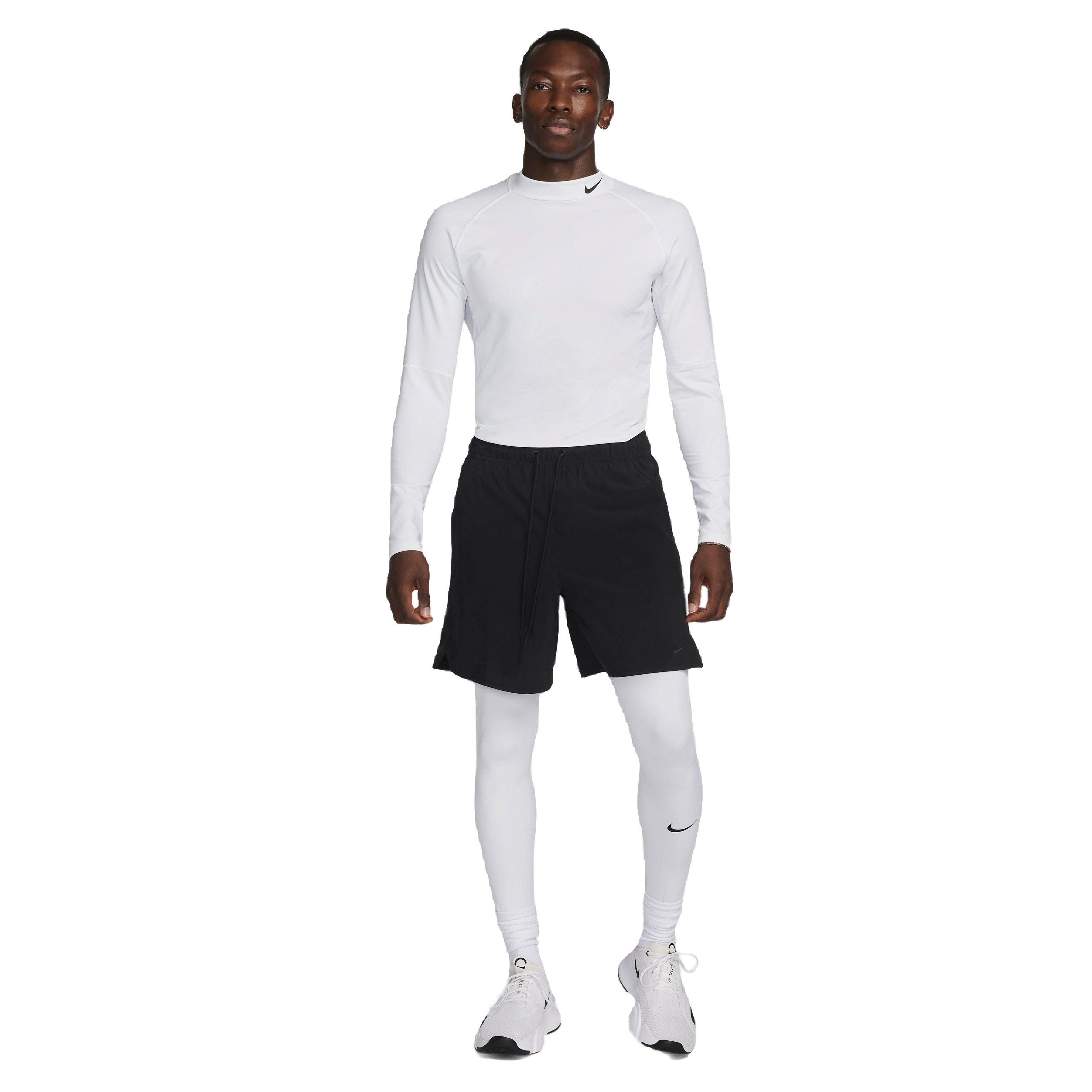 Nike Men's Pro Dri-FIT Warm Long Sleeve Fitness Mock Top - WHITE Thumbnail View 5