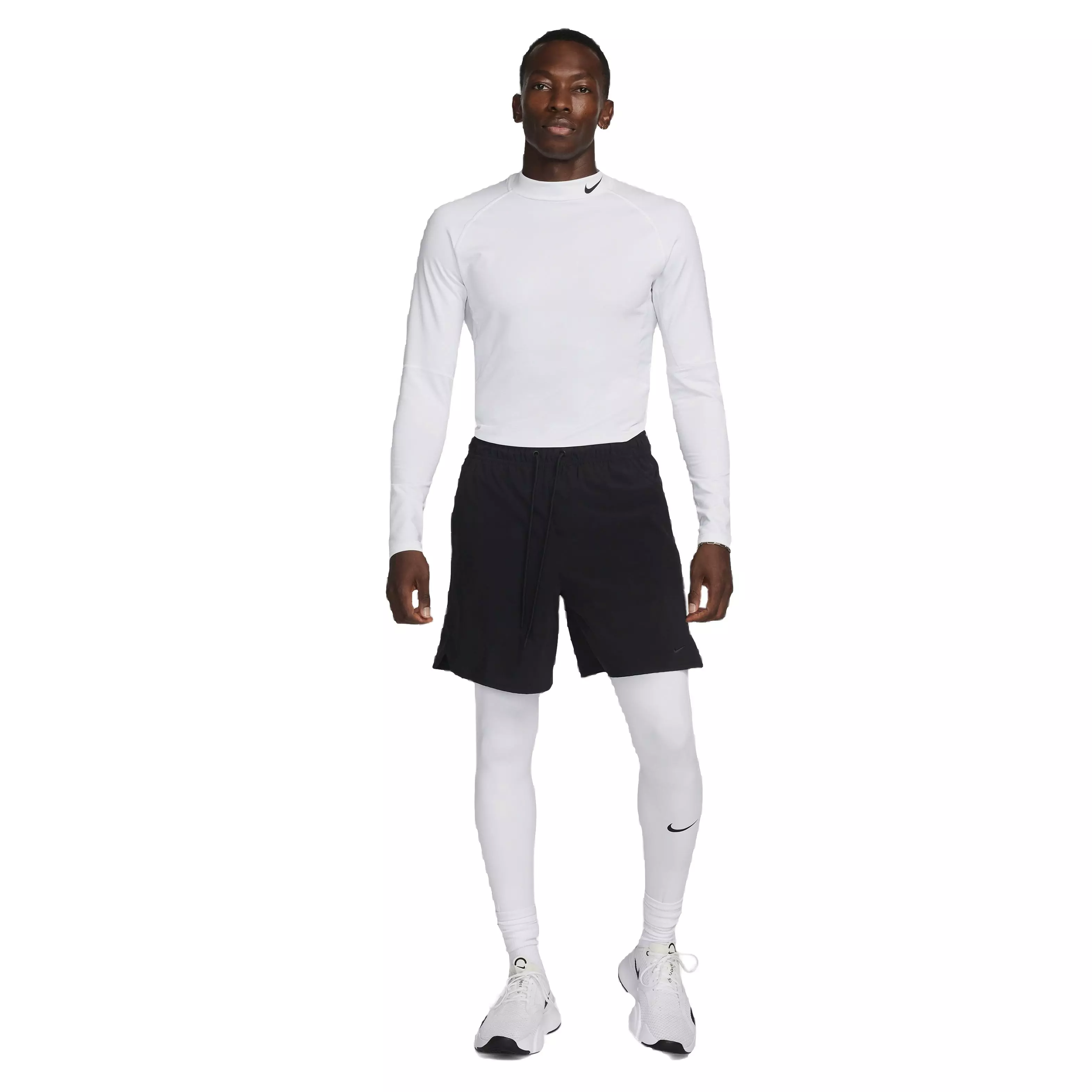 Nike Men's Pro Dri-FIT Warm Long Sleeve Fitness Mock Top - WHITE