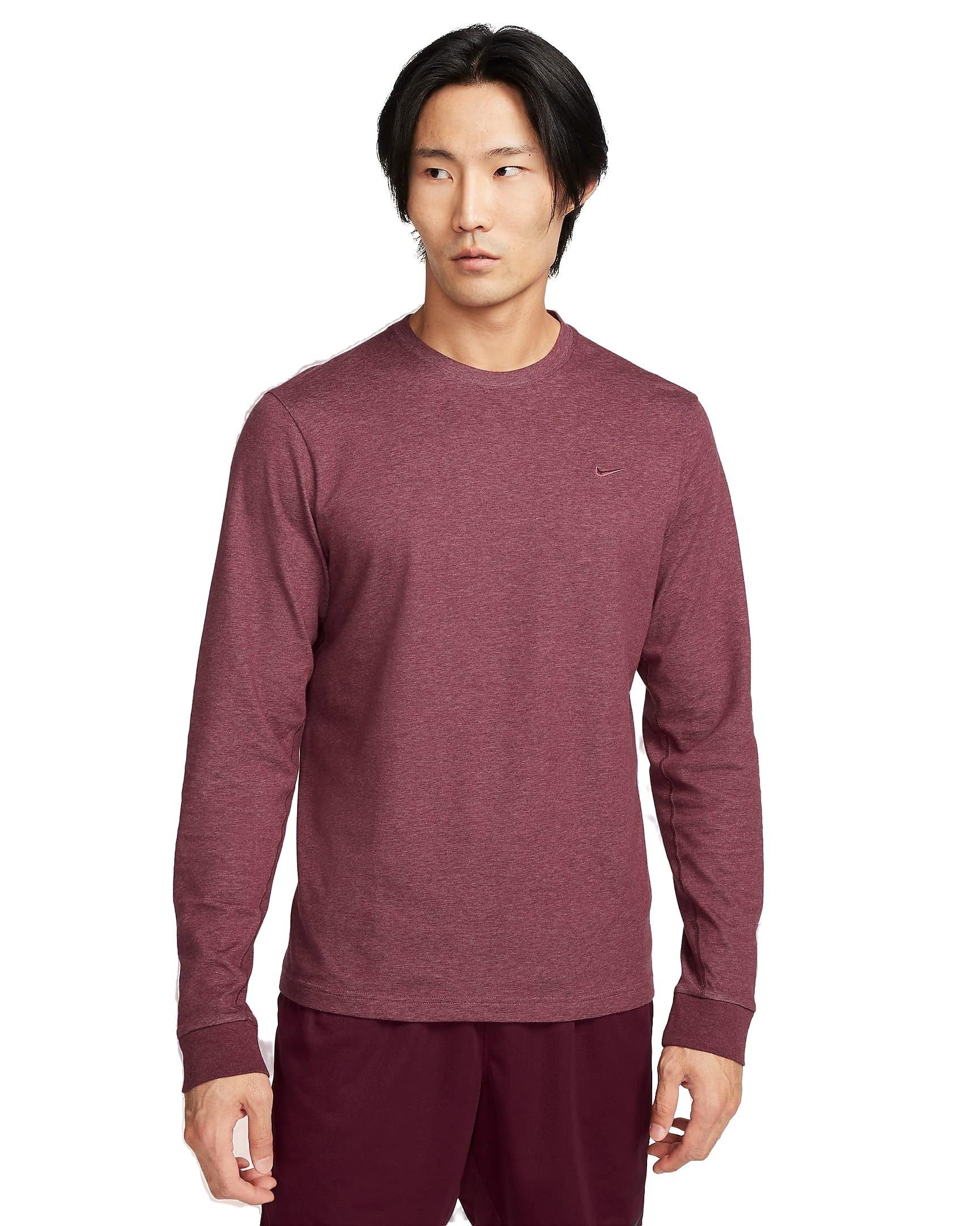 Nike Men's Primary Dri-FIT Long Sleeve Versatile Top - MAROON Thumbnail View 1