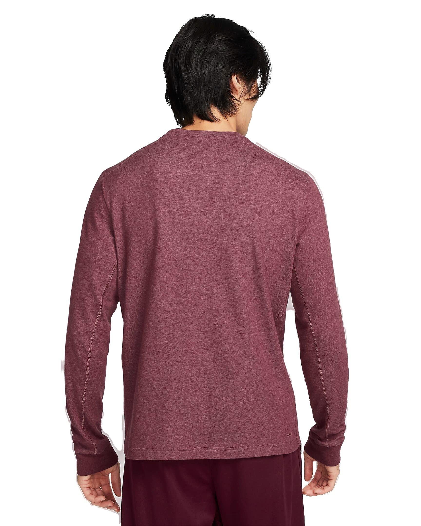 Nike Men's Primary Dri-FIT Long Sleeve Versatile Top - MAROON Thumbnail View 2