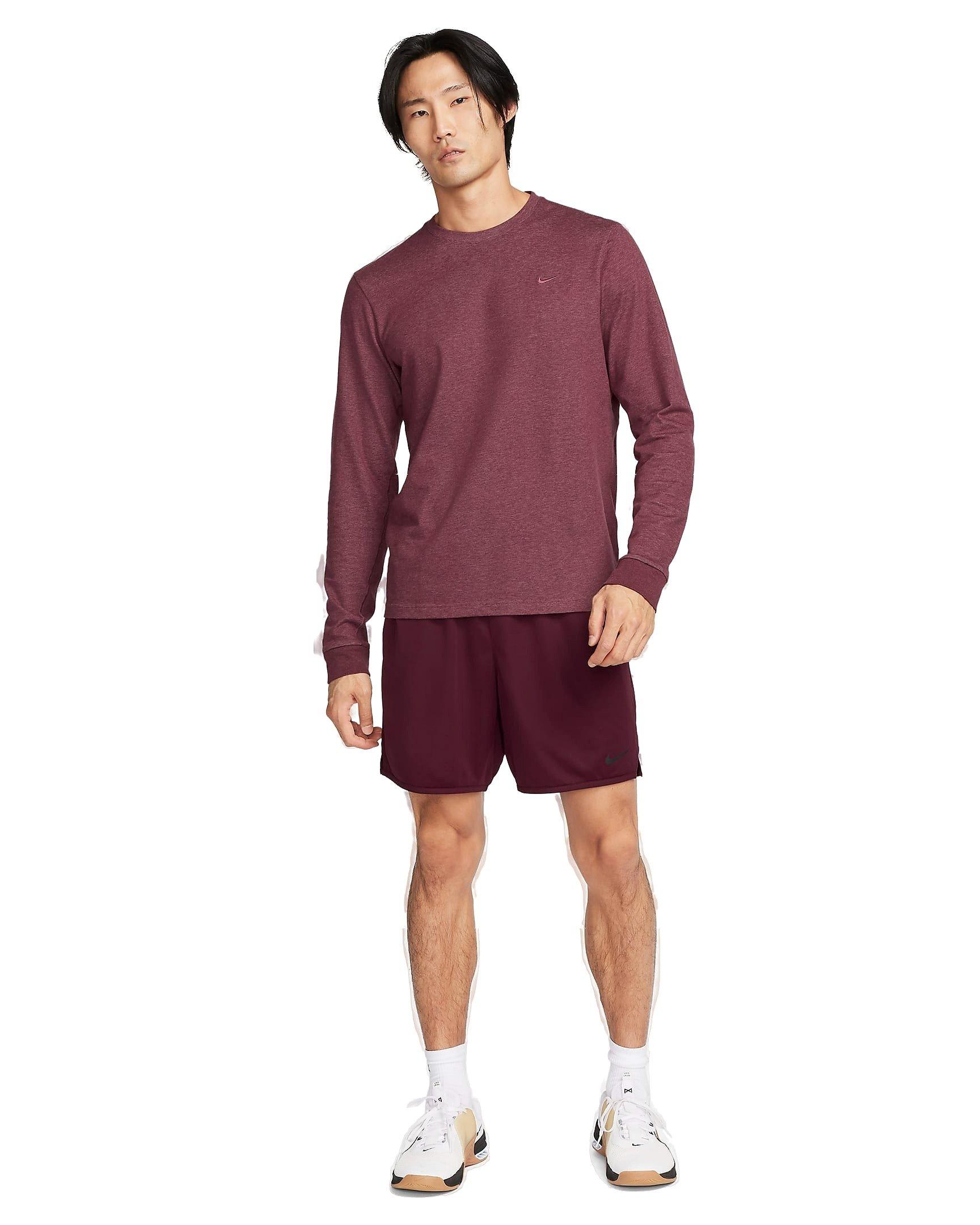 Nike Men's Primary Dri-FIT Long Sleeve Versatile Top - MAROON Thumbnail View 7