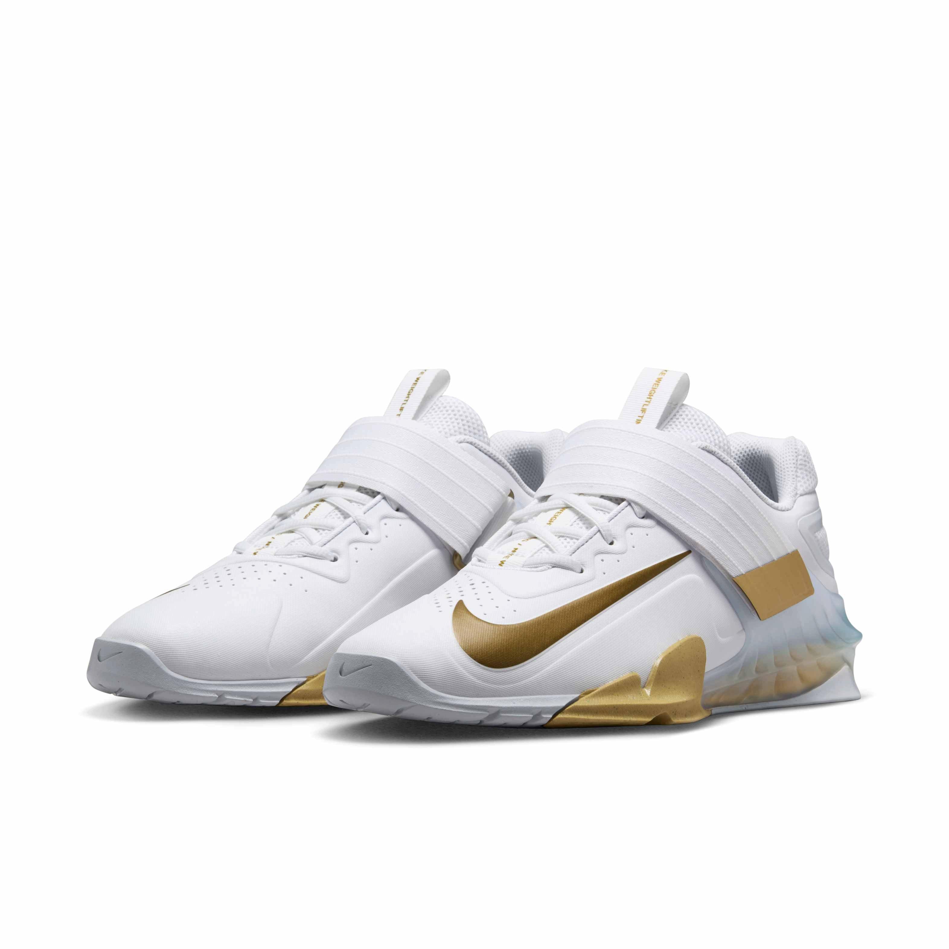 Nike Savaleos "White/Wolf Grey/Metallic Gold" Men's Weightlifting Shoe - WHITE/GREY/GOLD Thumbnail View 3