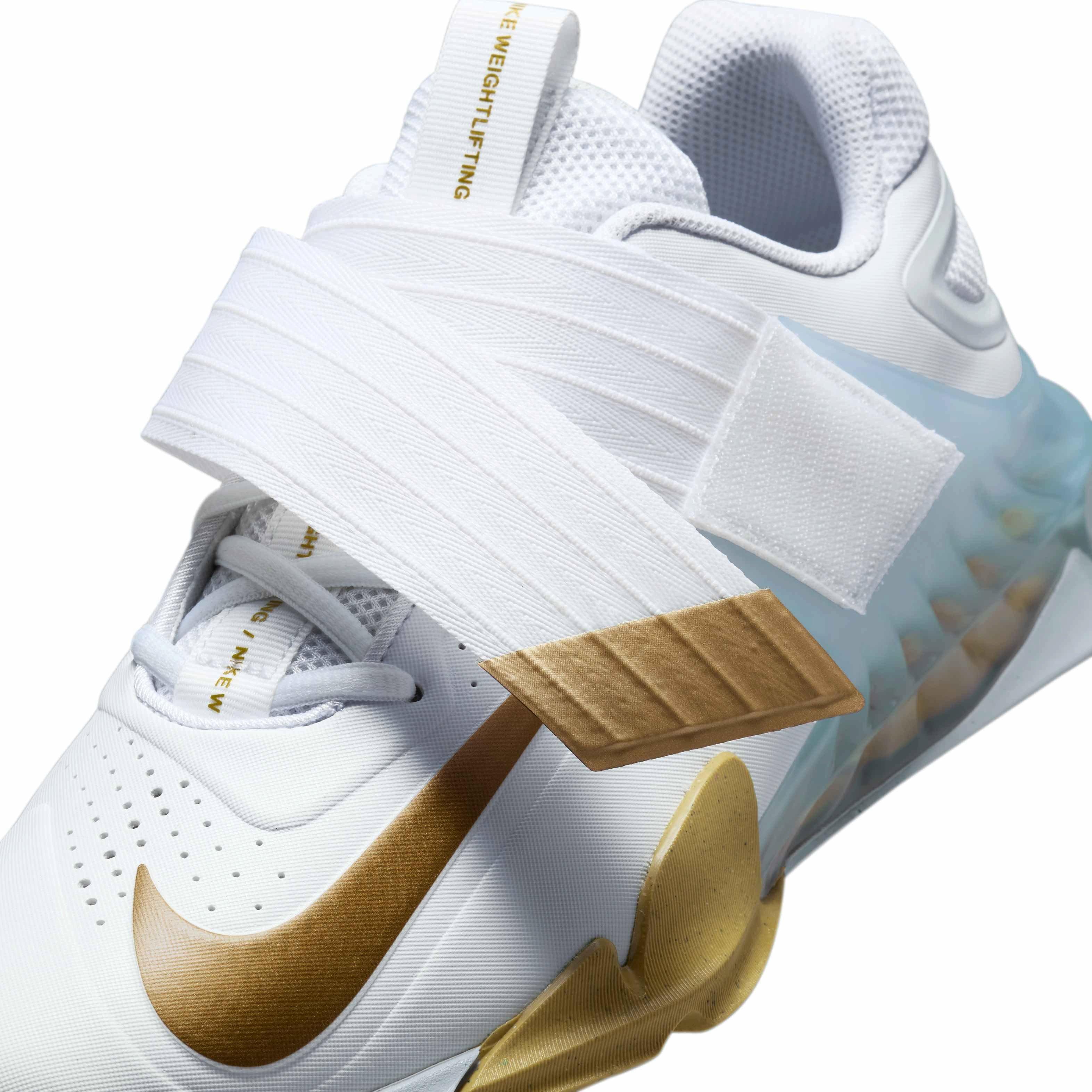 Nike Savaleos "White/Wolf Grey/Metallic Gold" Men's Weightlifting Shoe - WHITE/GREY/GOLD Thumbnail View 7