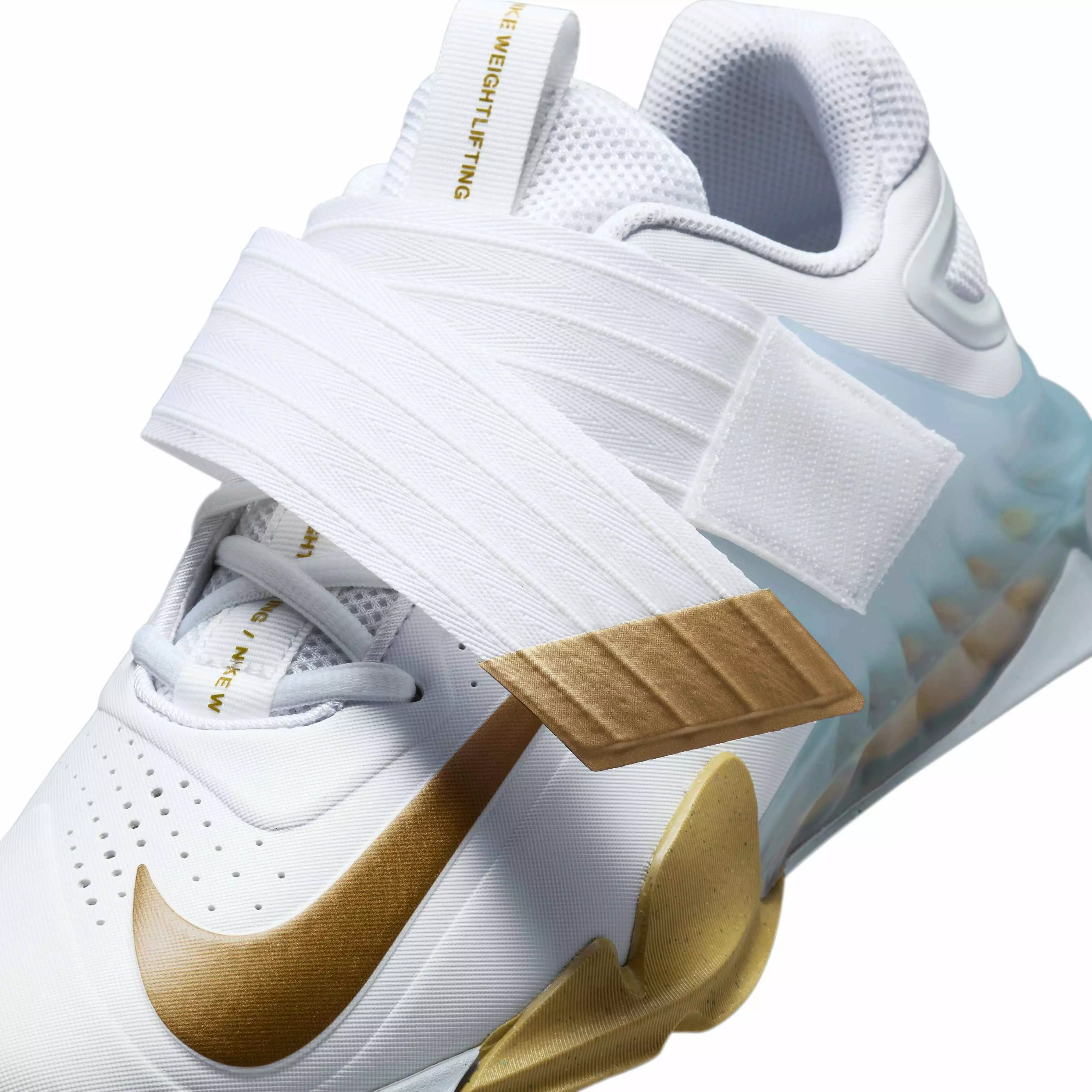Nike Savaleos "White/Wolf Grey/Metallic Gold" Men's Weightlifting Shoe - WHITE/GREY/GOLD