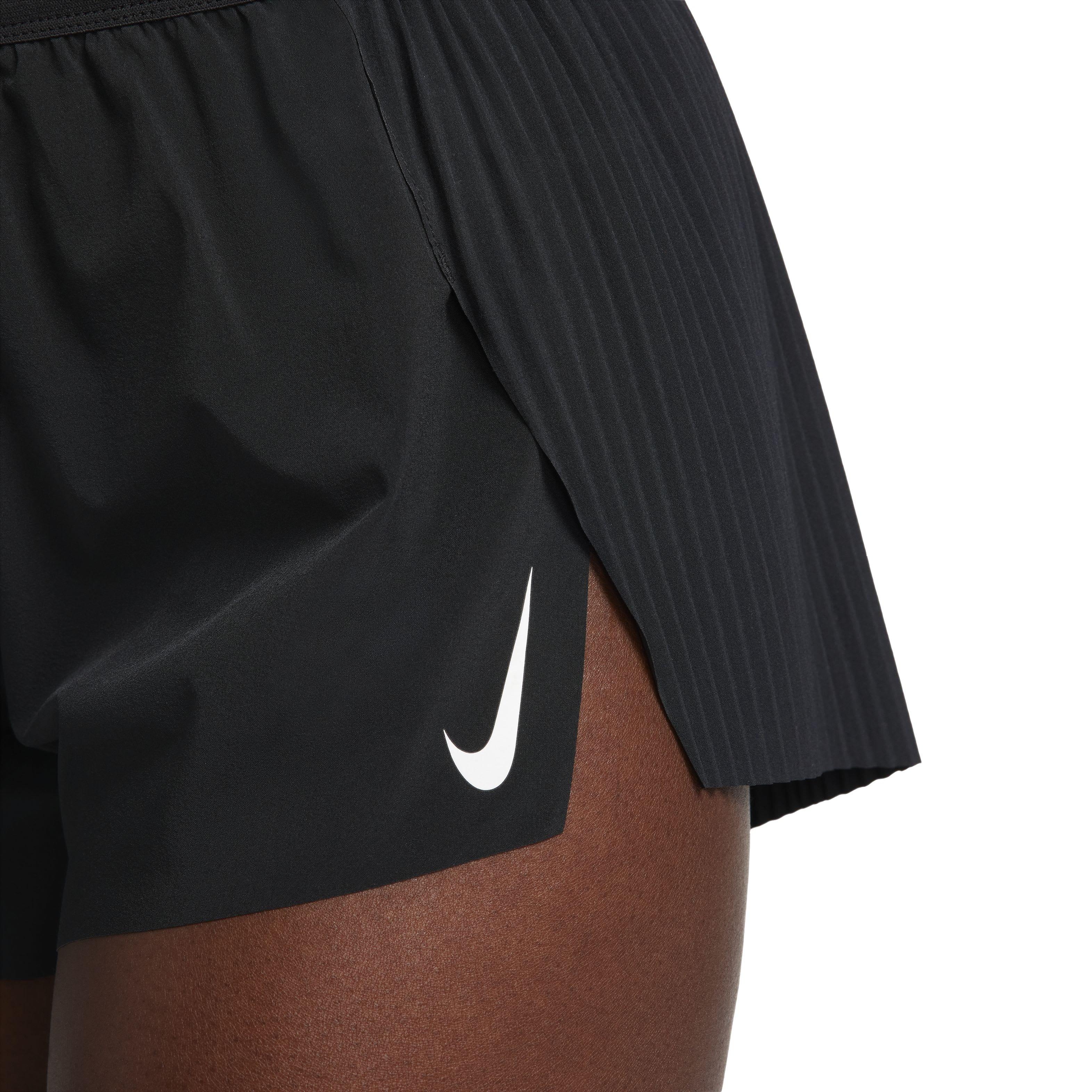 Nike Women's AeroSwift Dri-FIT ADV Mid-Rise Brief-Lined 3" Running Shorts - BLACK Thumbnail View 4