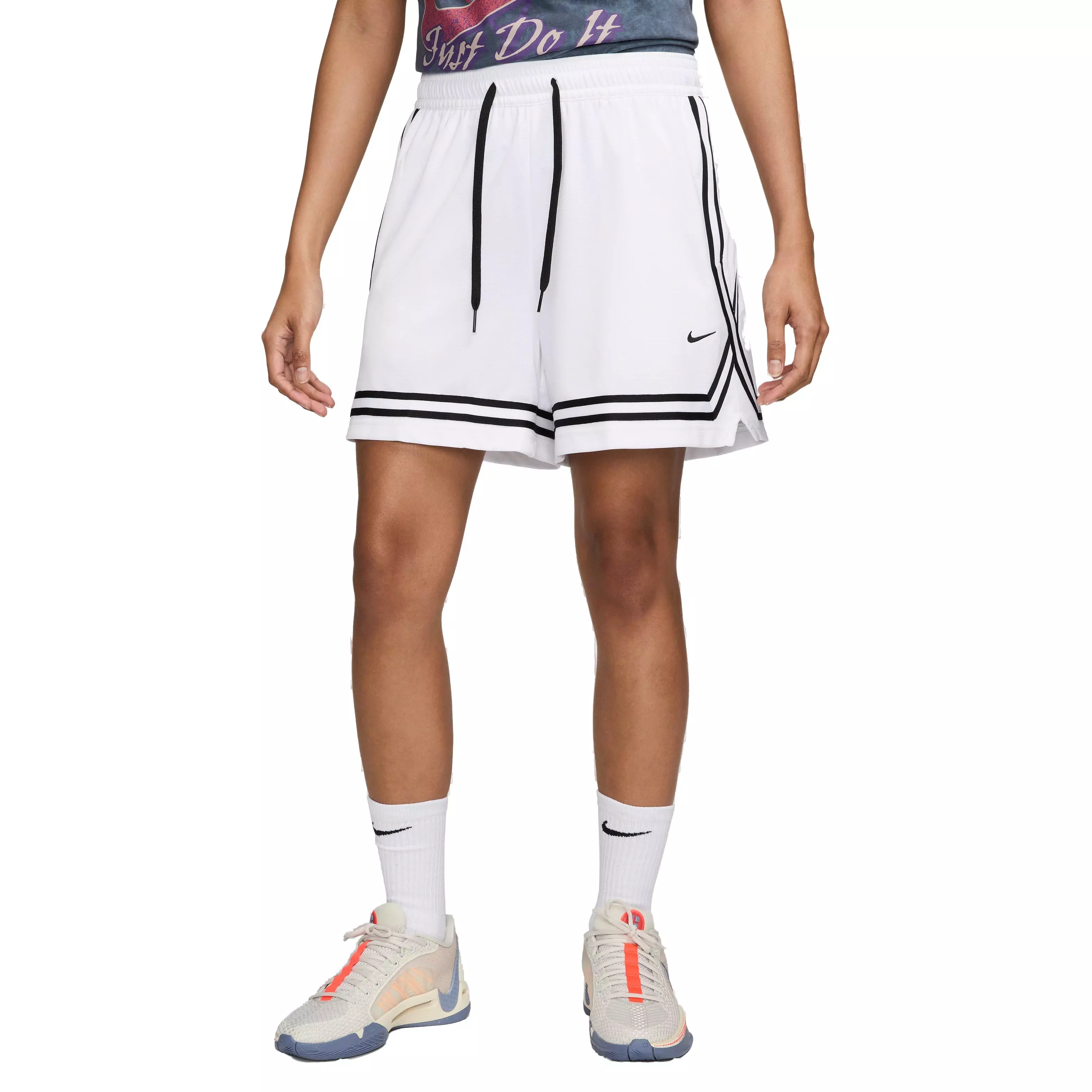 Nike Women's Crossover Stripe Dri-FIT 5" Basketball Shorts - WHITE