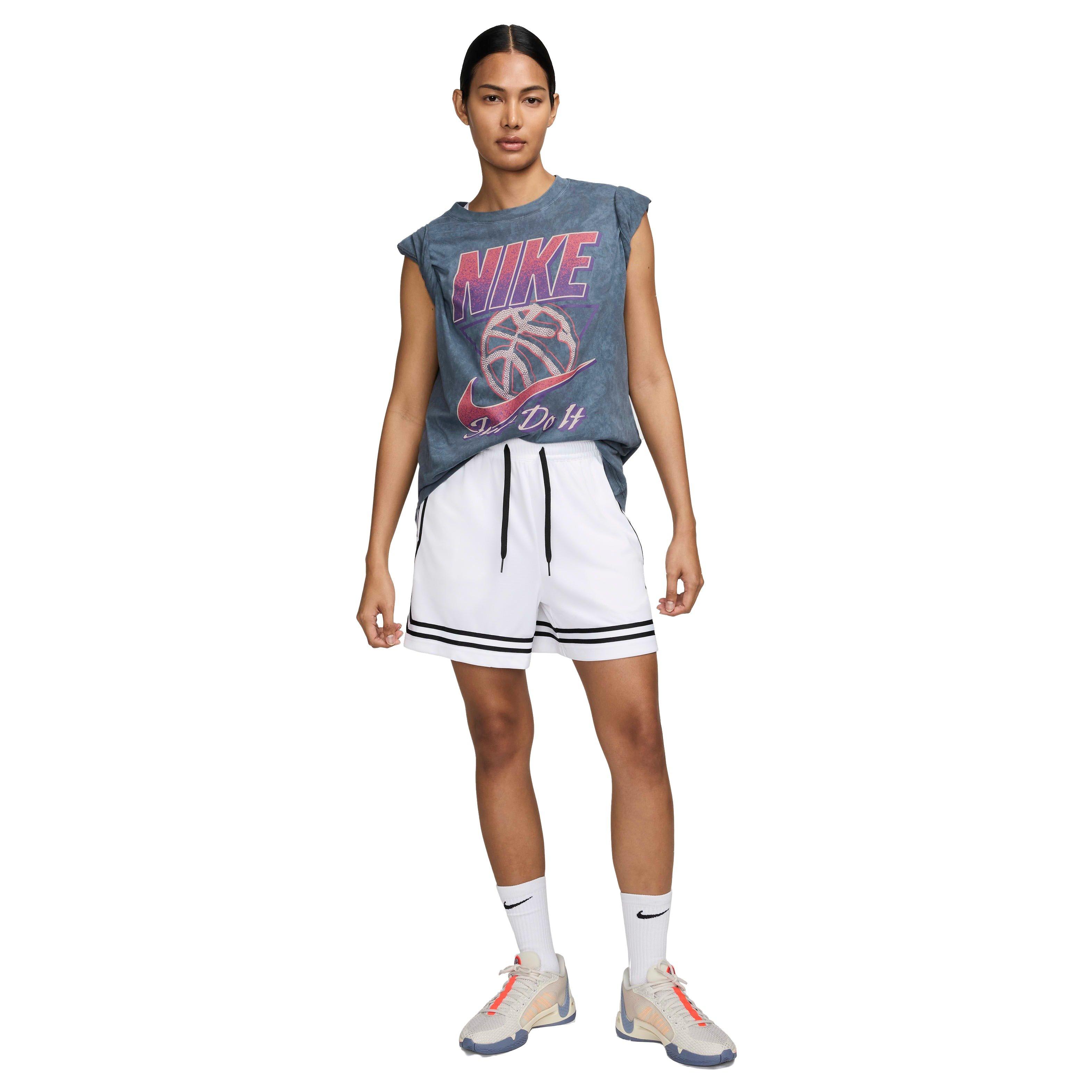 Nike Women's Crossover Stripe Dri-FIT 5" Basketball Shorts - WHITE Thumbnail View 6