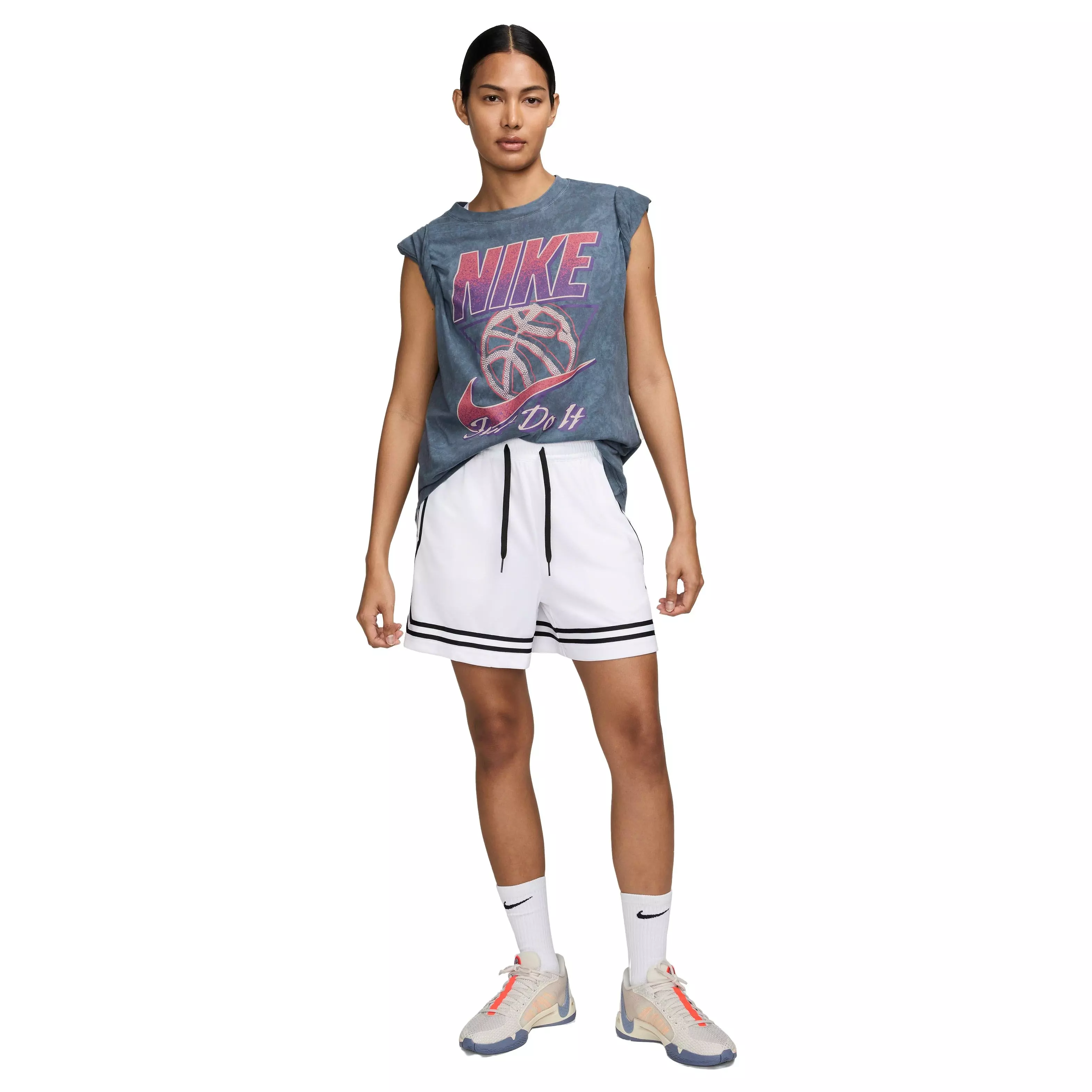 Nike Women's Crossover Stripe Dri-FIT 5" Basketball Shorts - WHITE