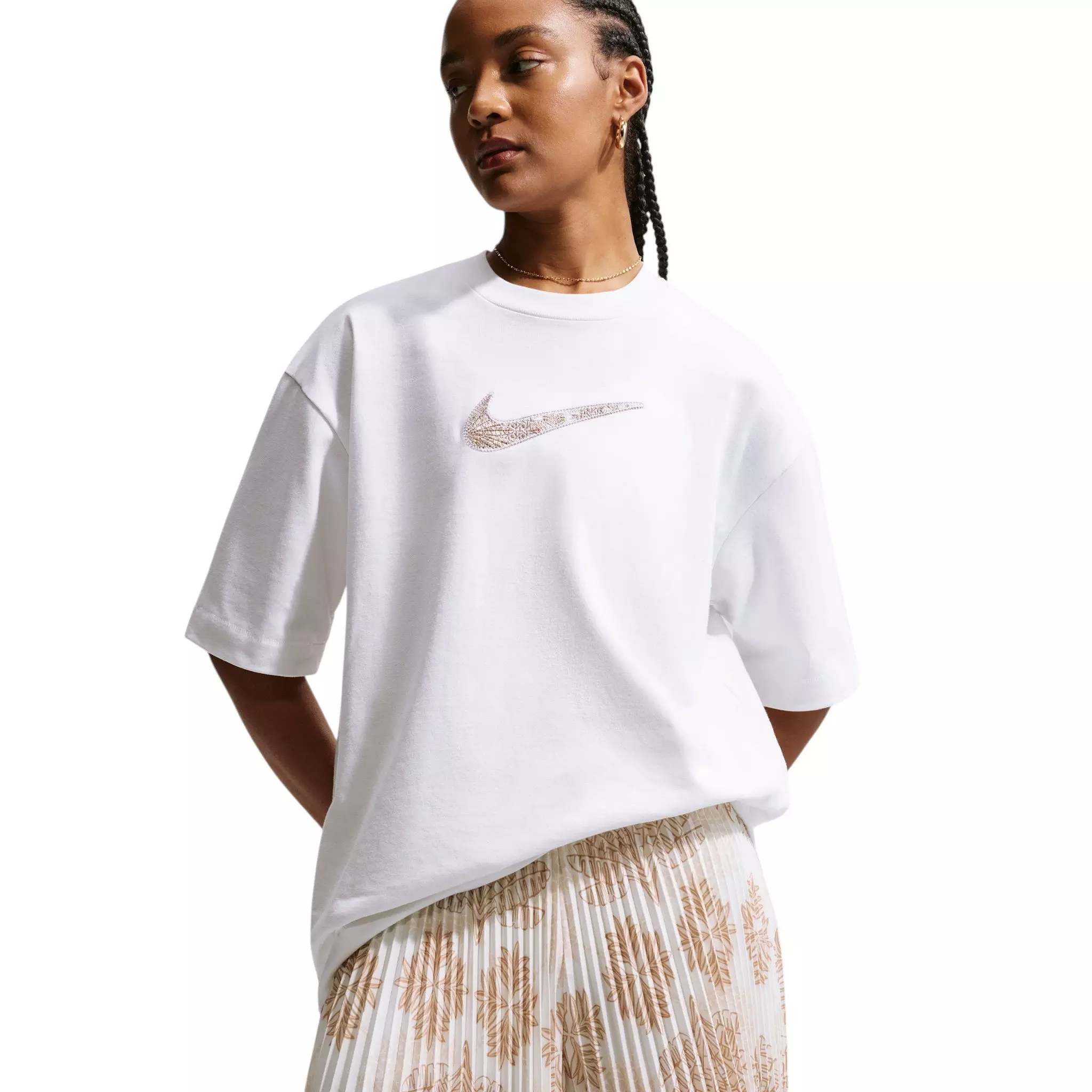 Nike Women's Naomi Osaka Mid-Rise 3" Shorts - White/Brown - WHITE/BROWN