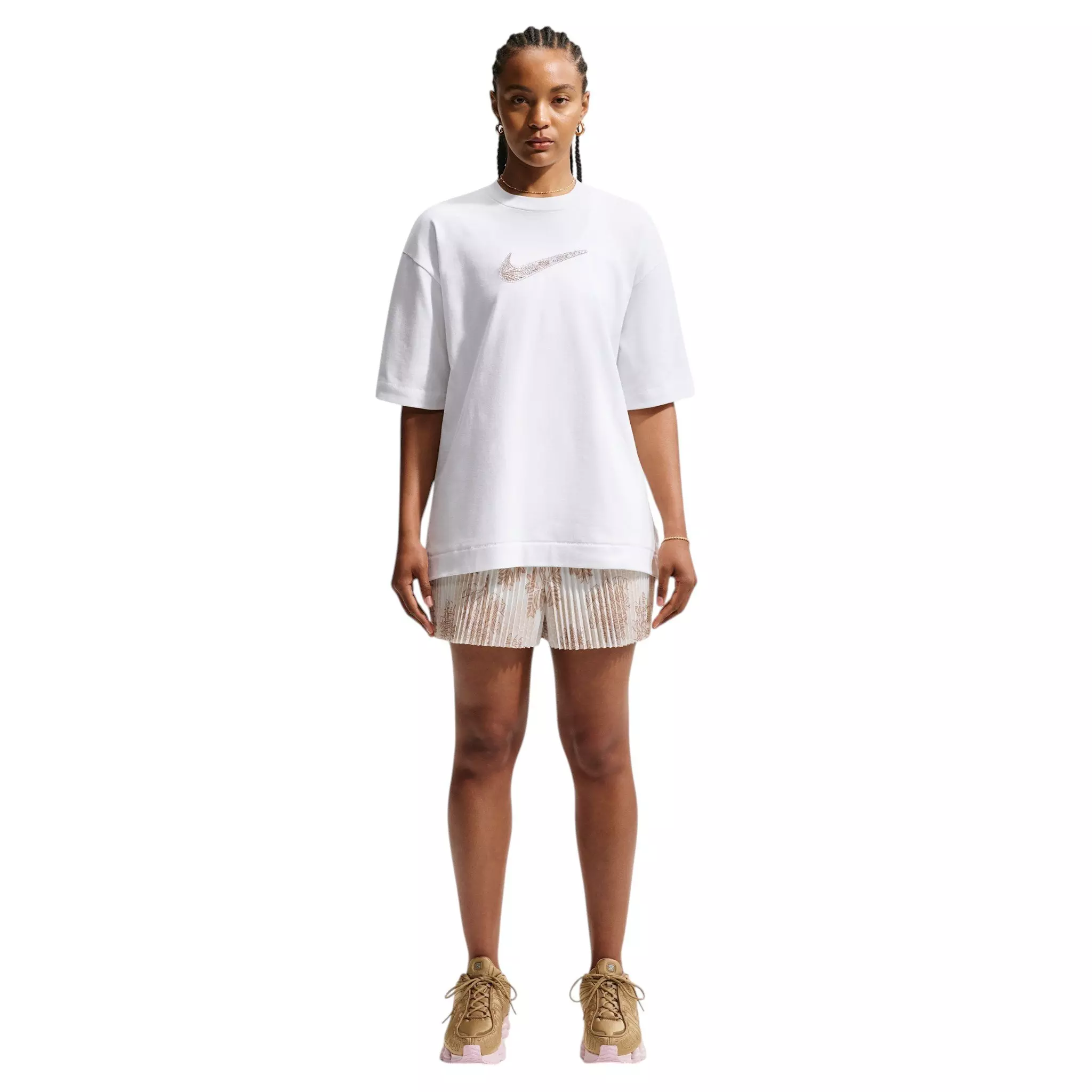 Nike Women's Naomi Osaka Mid-Rise 3" Shorts - White/Brown - WHITE/BROWN
