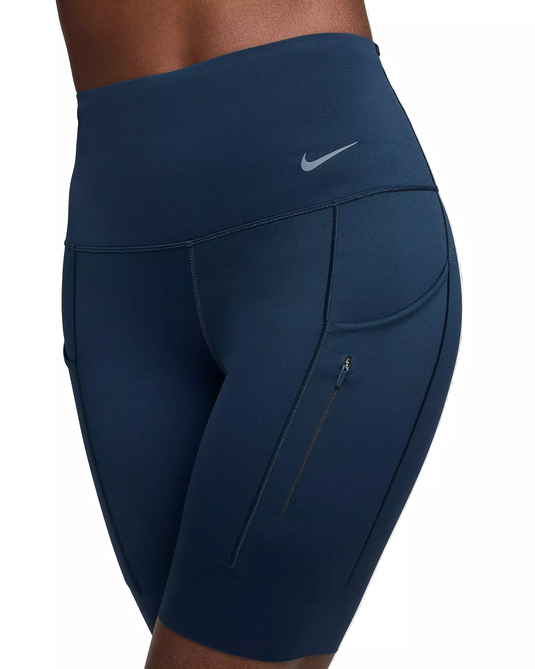 Nike Women's Go Firm-Support High-Waisted 8" Biker Shorts with Pockets - Dark Blue - DARK BLUE