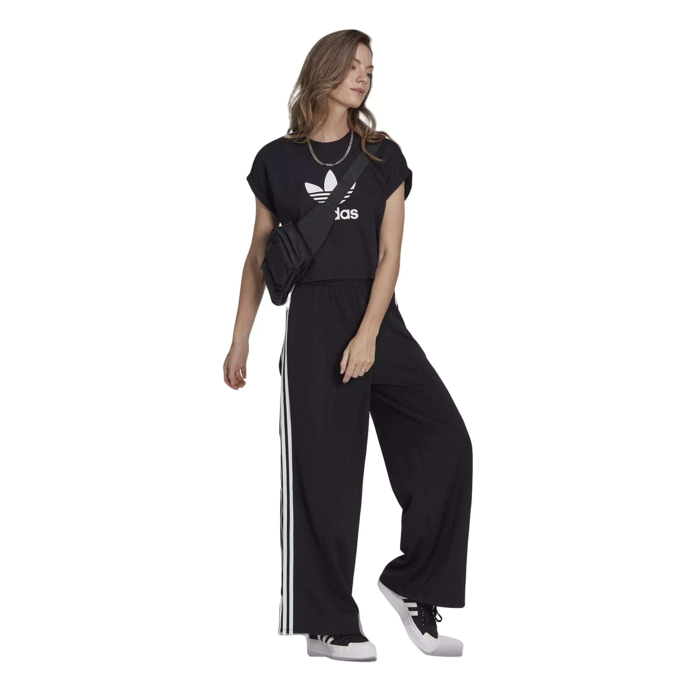 adidas Women's Adicolor Classics Wide Leg Pants-Black - BLACK