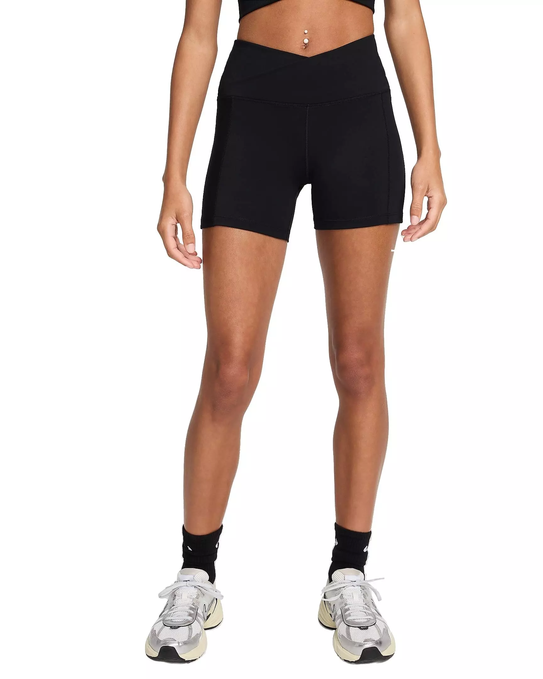 Nike Women's One Wrap High-Waisted 5" Biker Shorts - BLACK