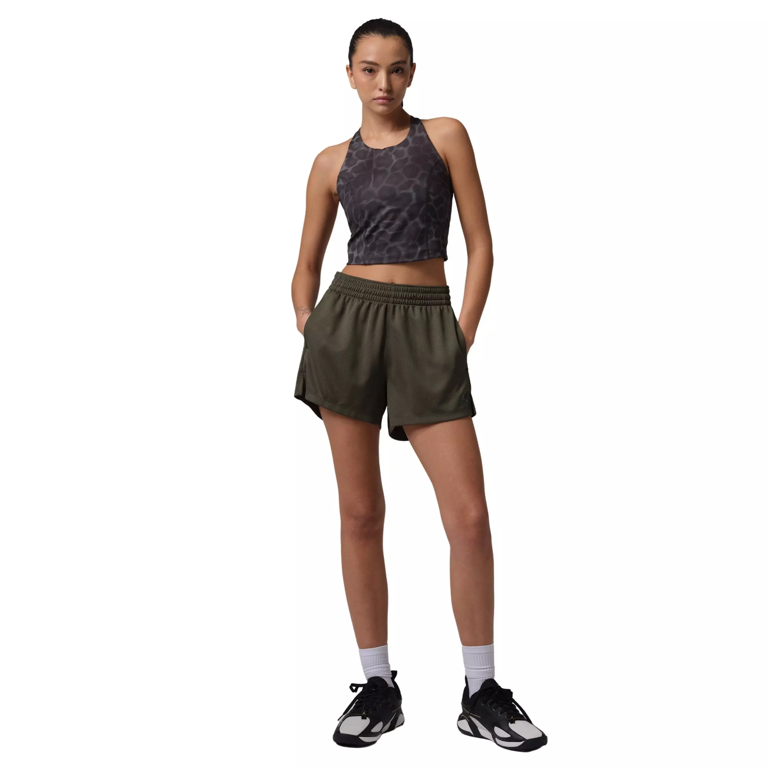 Jordan Women's Sport Solid Mesh Shorts - Green - GREEN