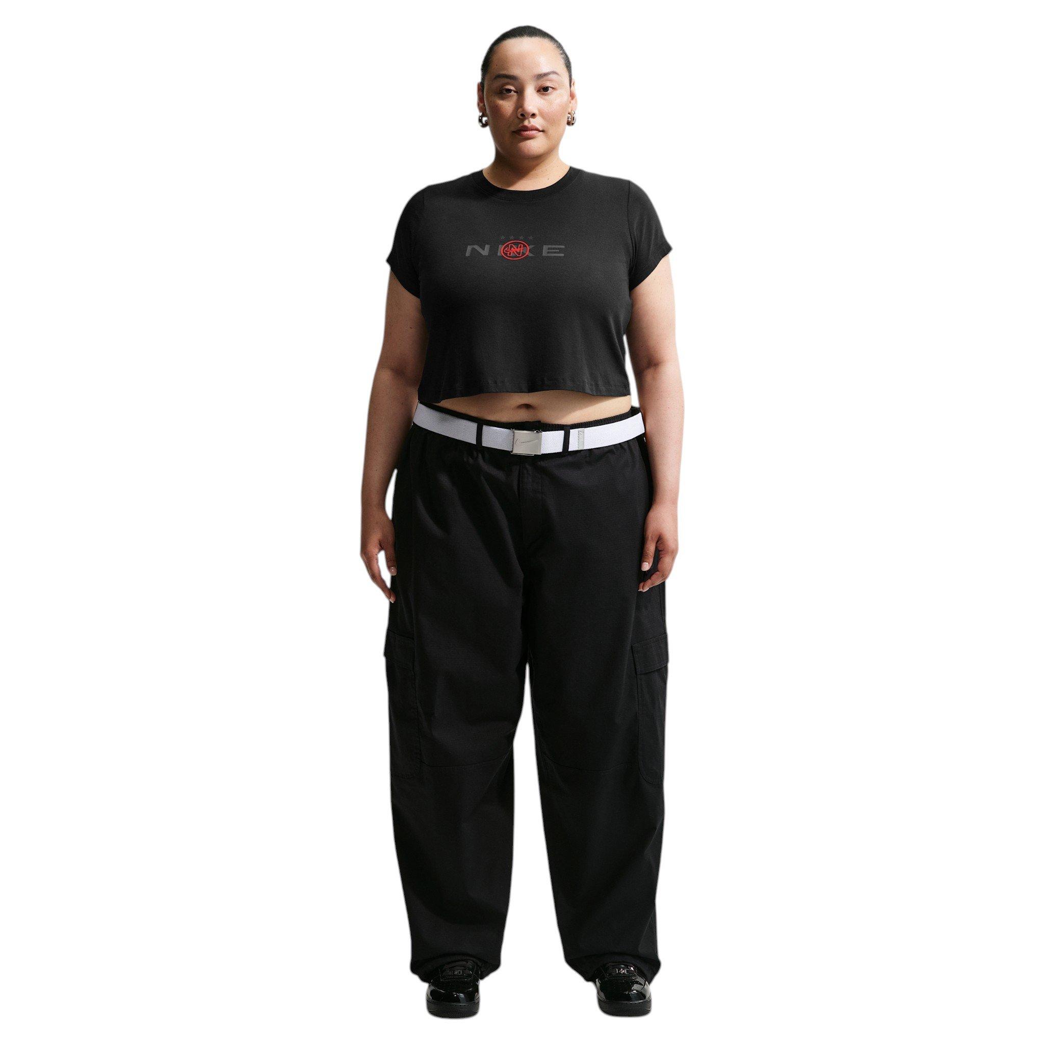 Nike Women's Sportswear Chill Knit Slim Cropped T-Shirt - Black/Red - BLACK/RED