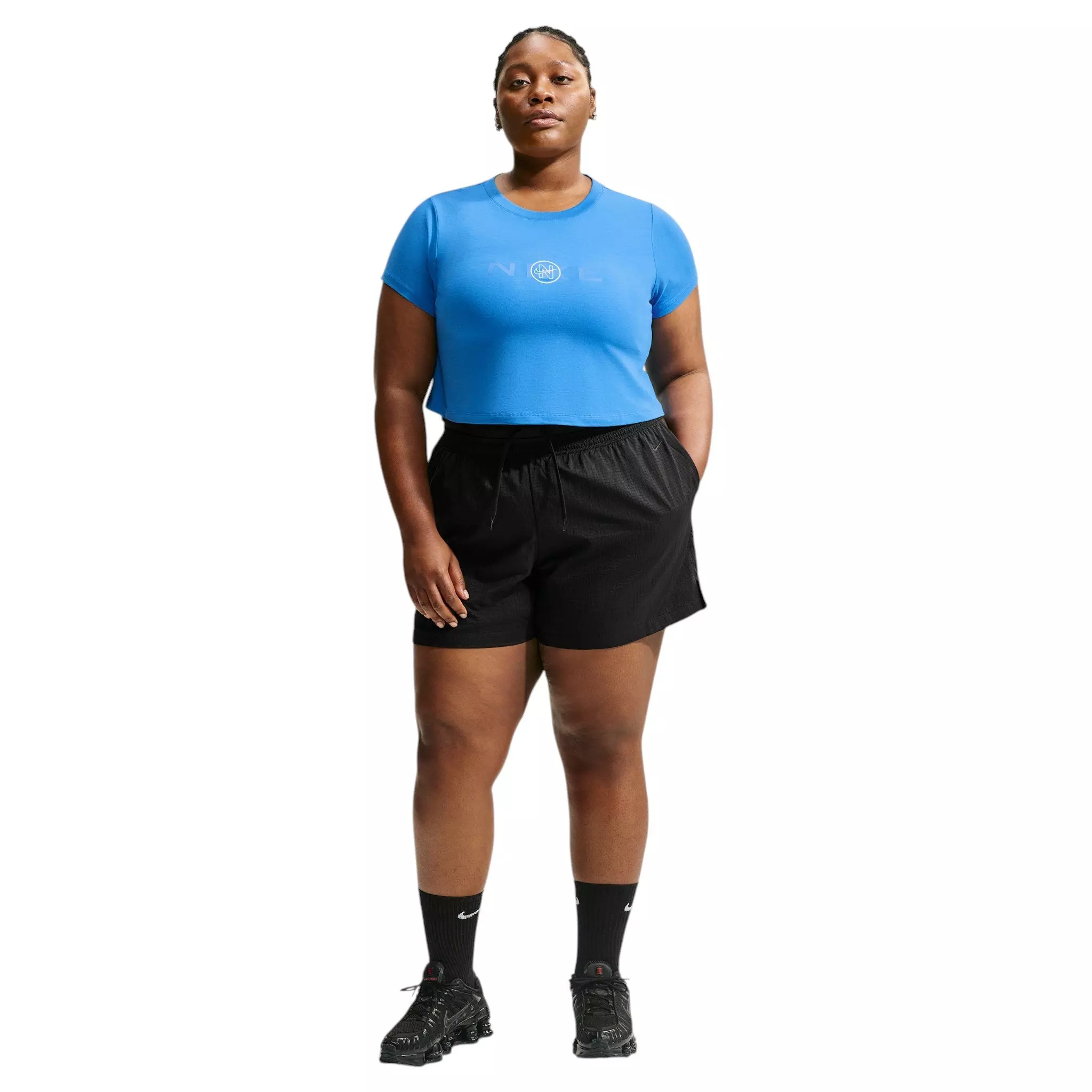 Nike Women's Sportswear Chill Knit Slim Cropped T-Shirt - Blue/White - BLUE/WHITE